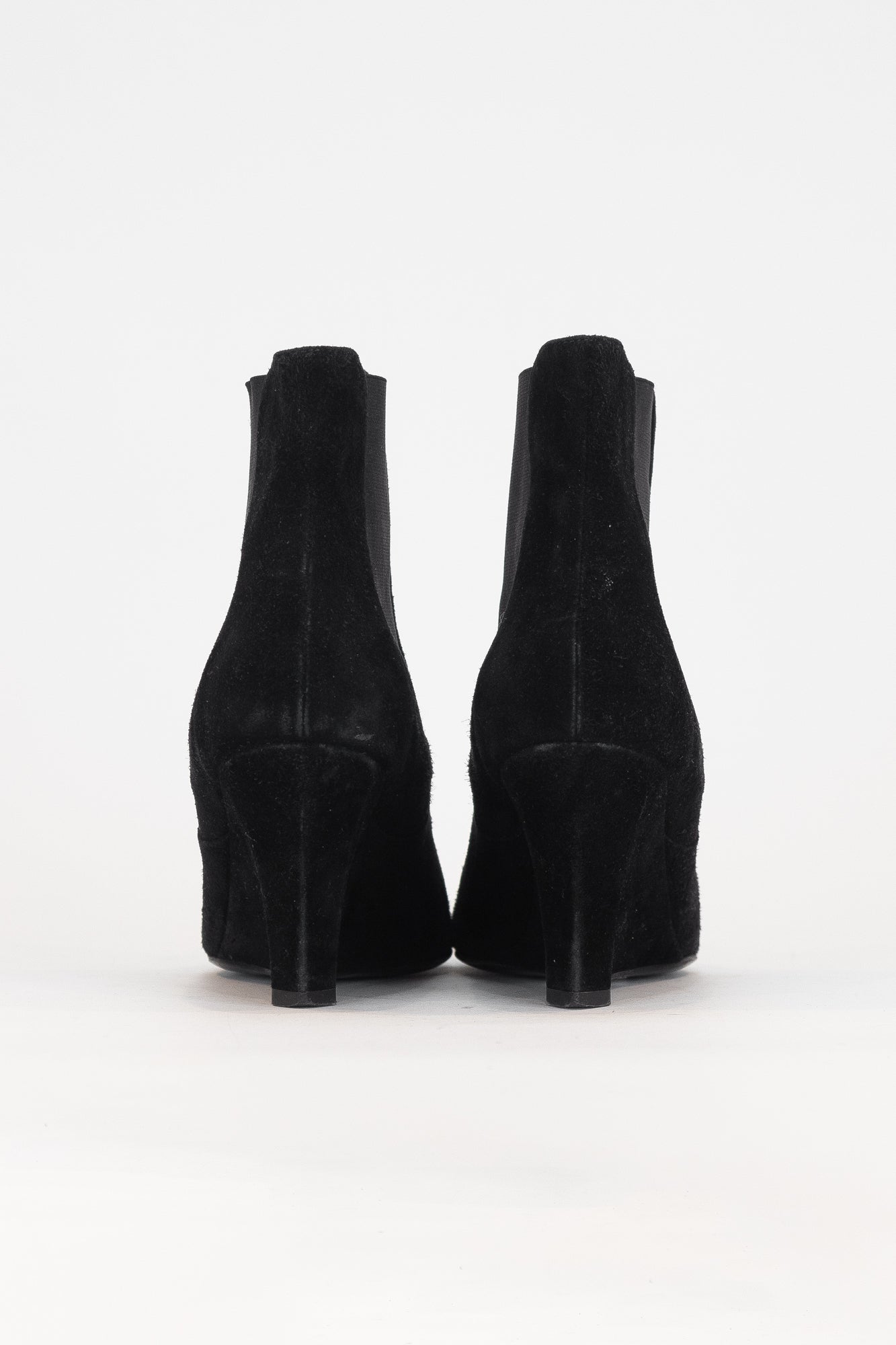 Black Suede Wedge Ankle Pump Boots