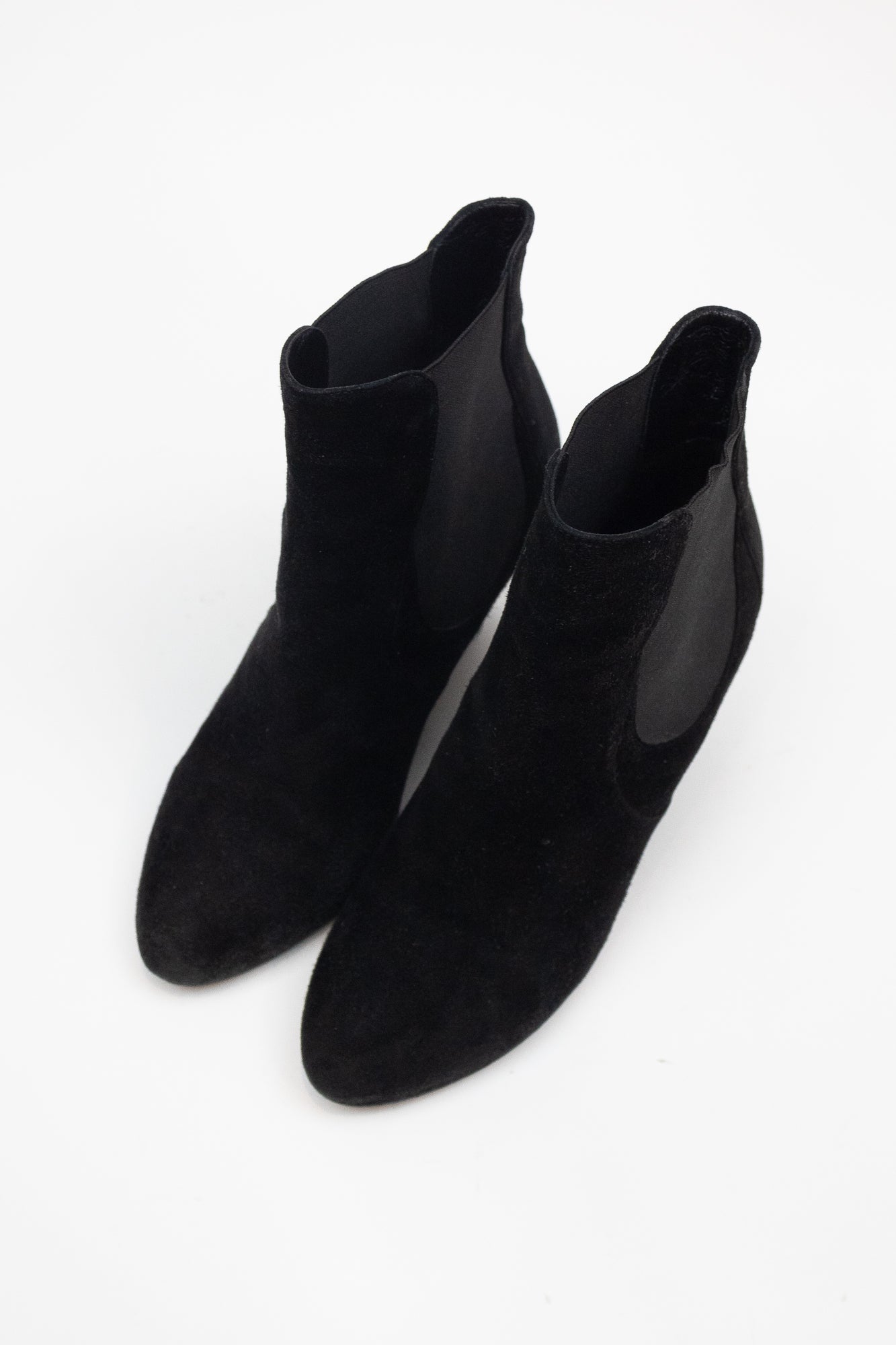 Black Suede Wedge Ankle Pump Boots