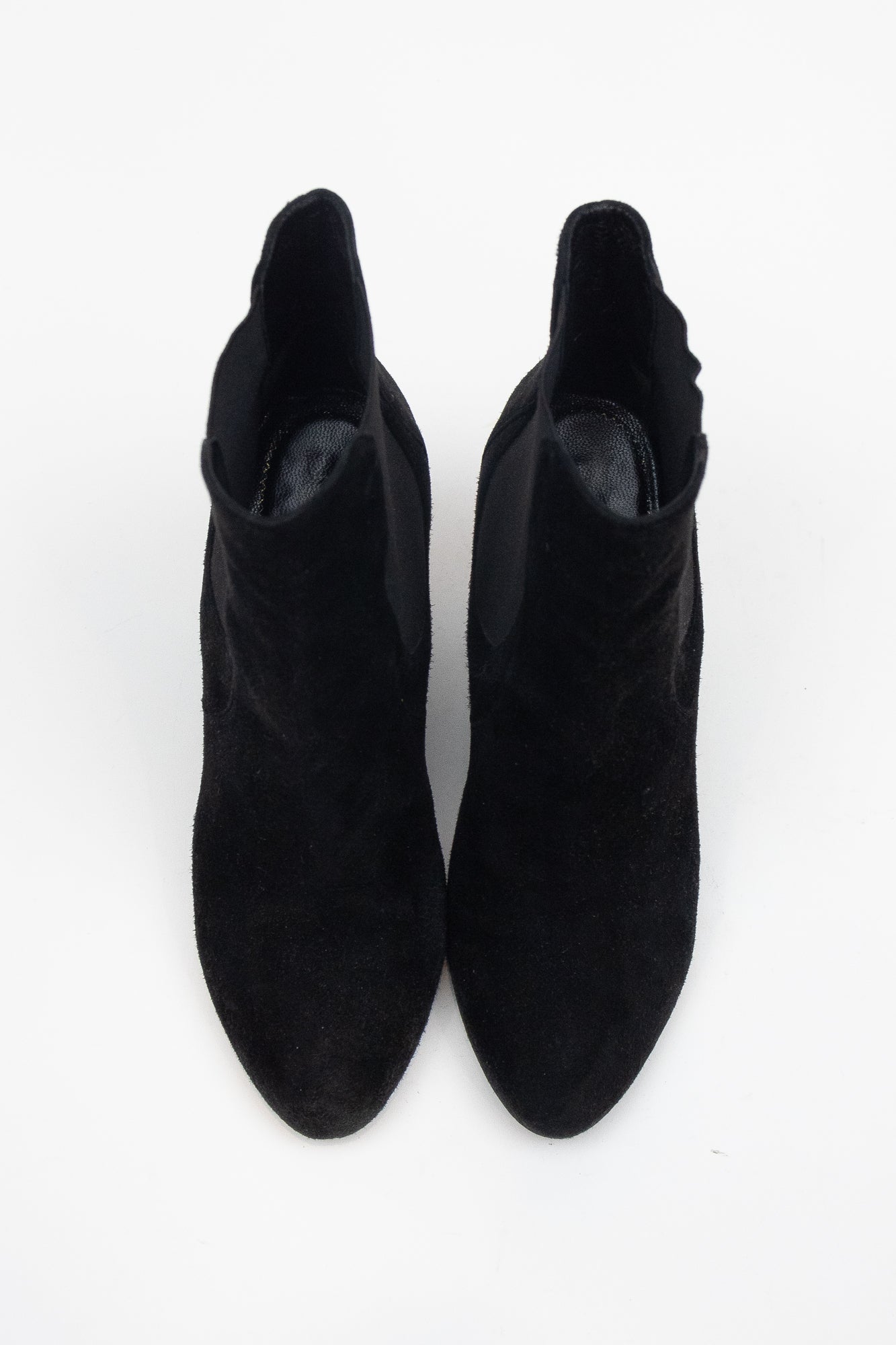 Black Suede Wedge Ankle Pump Boots