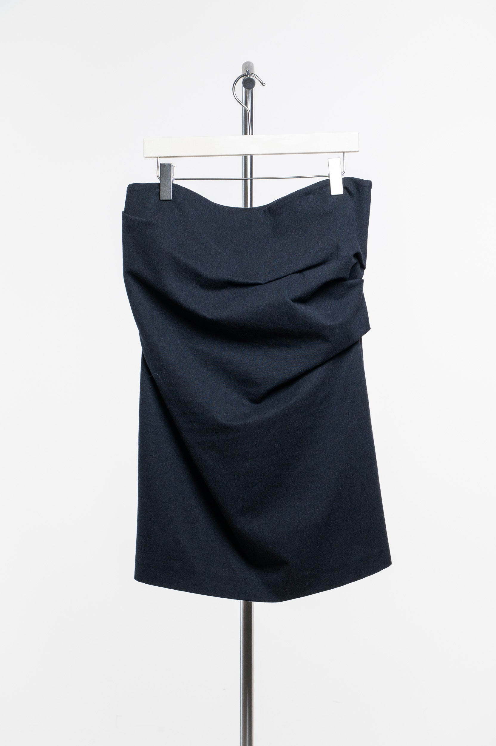 Grey Ruched Elastic Midi Skirt