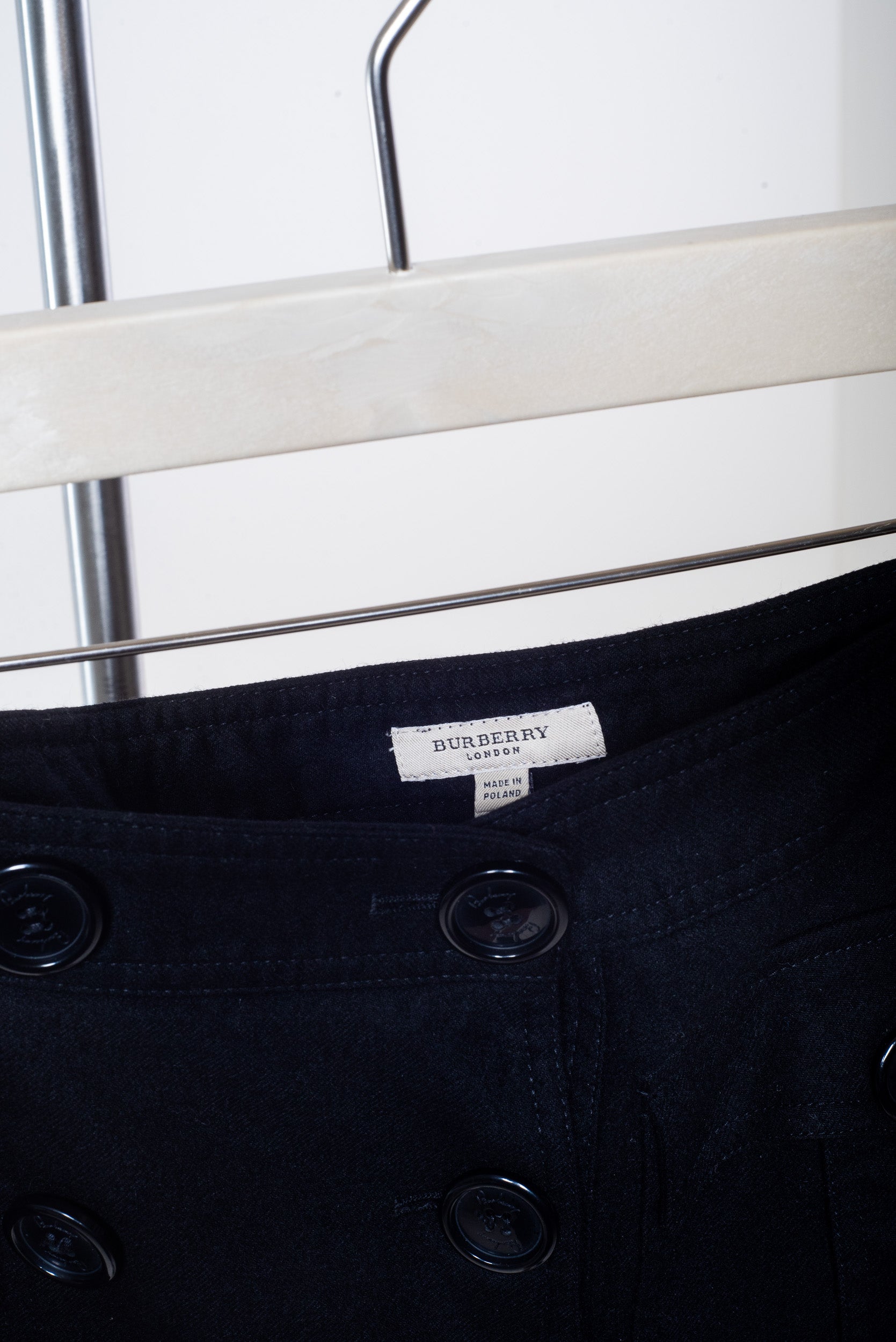 Black Wool Blend Pencil Skirt w/ Pockets