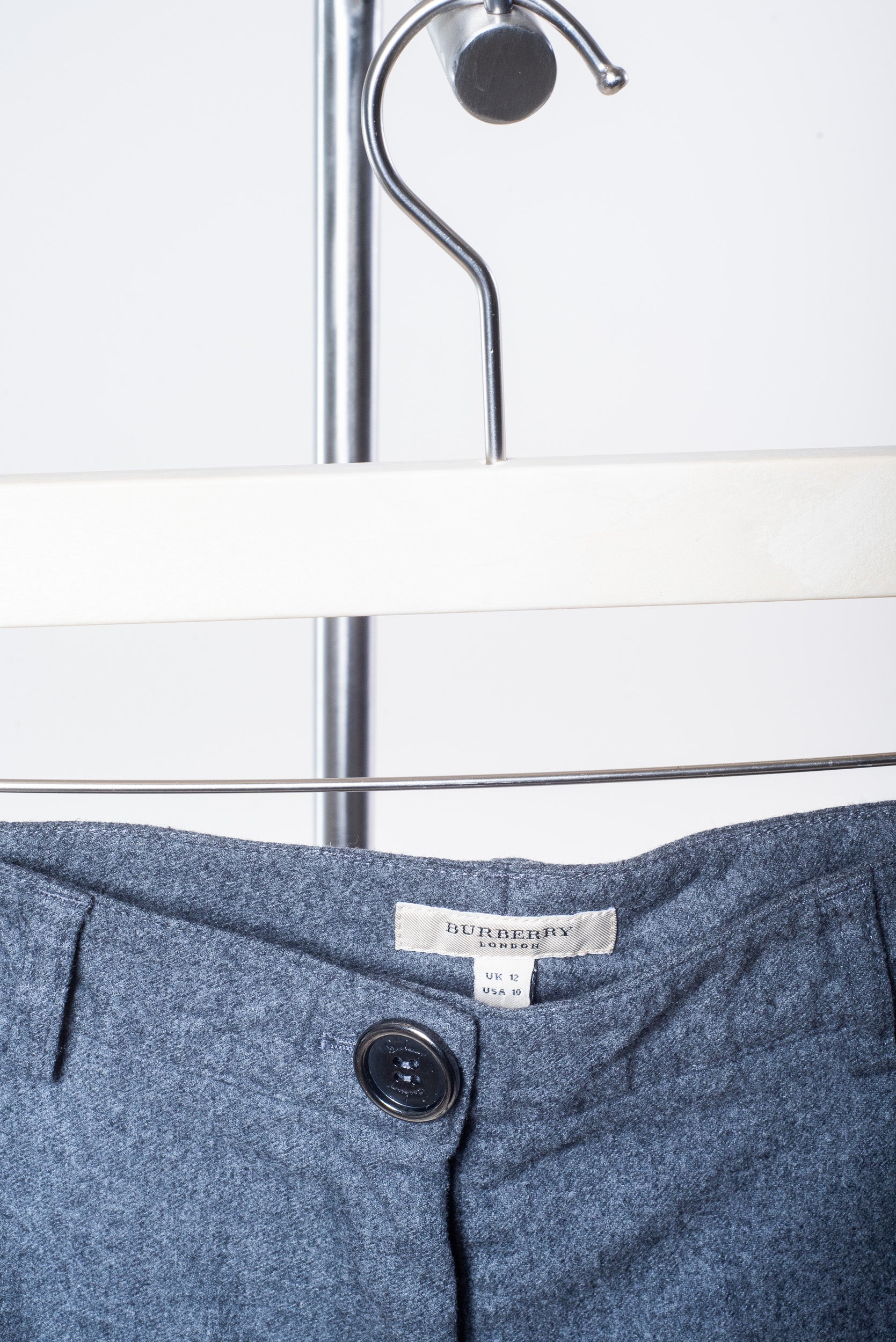 Grey Wool Blend Straight Leg Trouser Pant