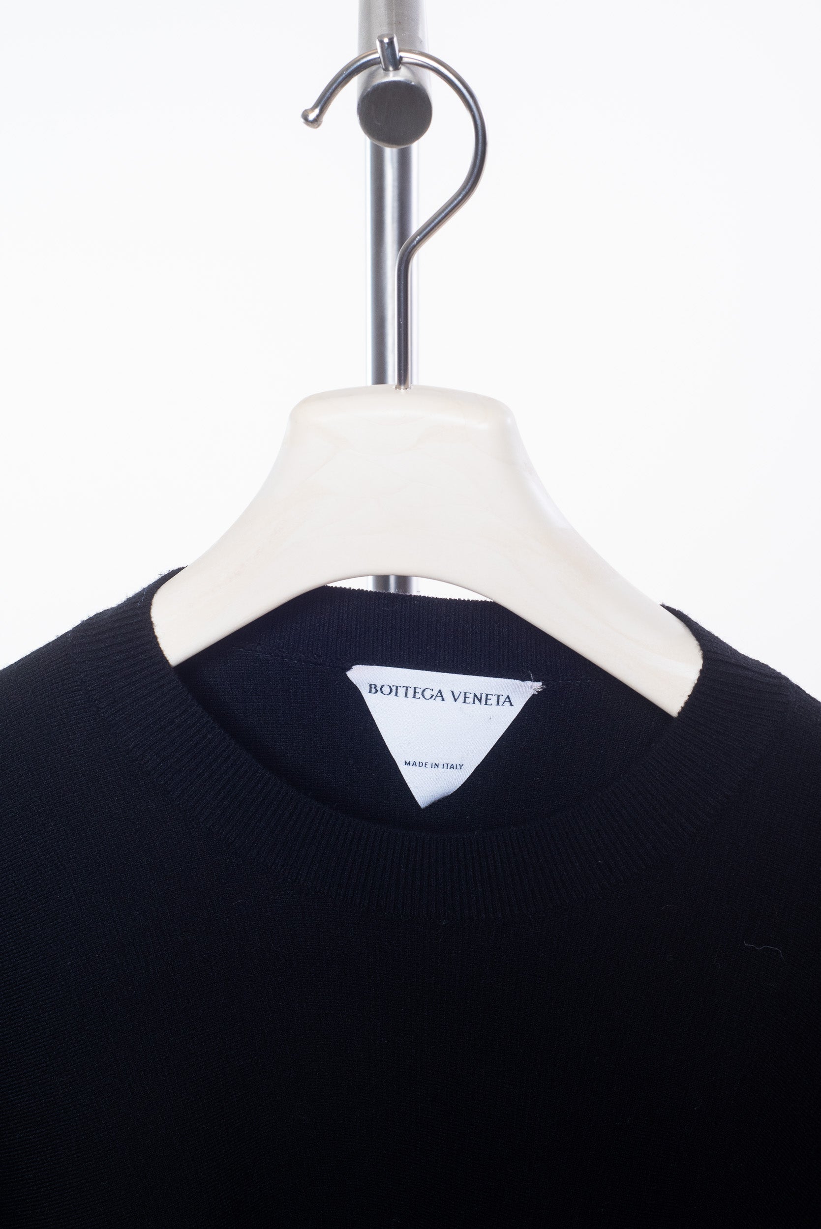 Black Compact Stretch Wool-Blend Curve Sleeve Sweater
