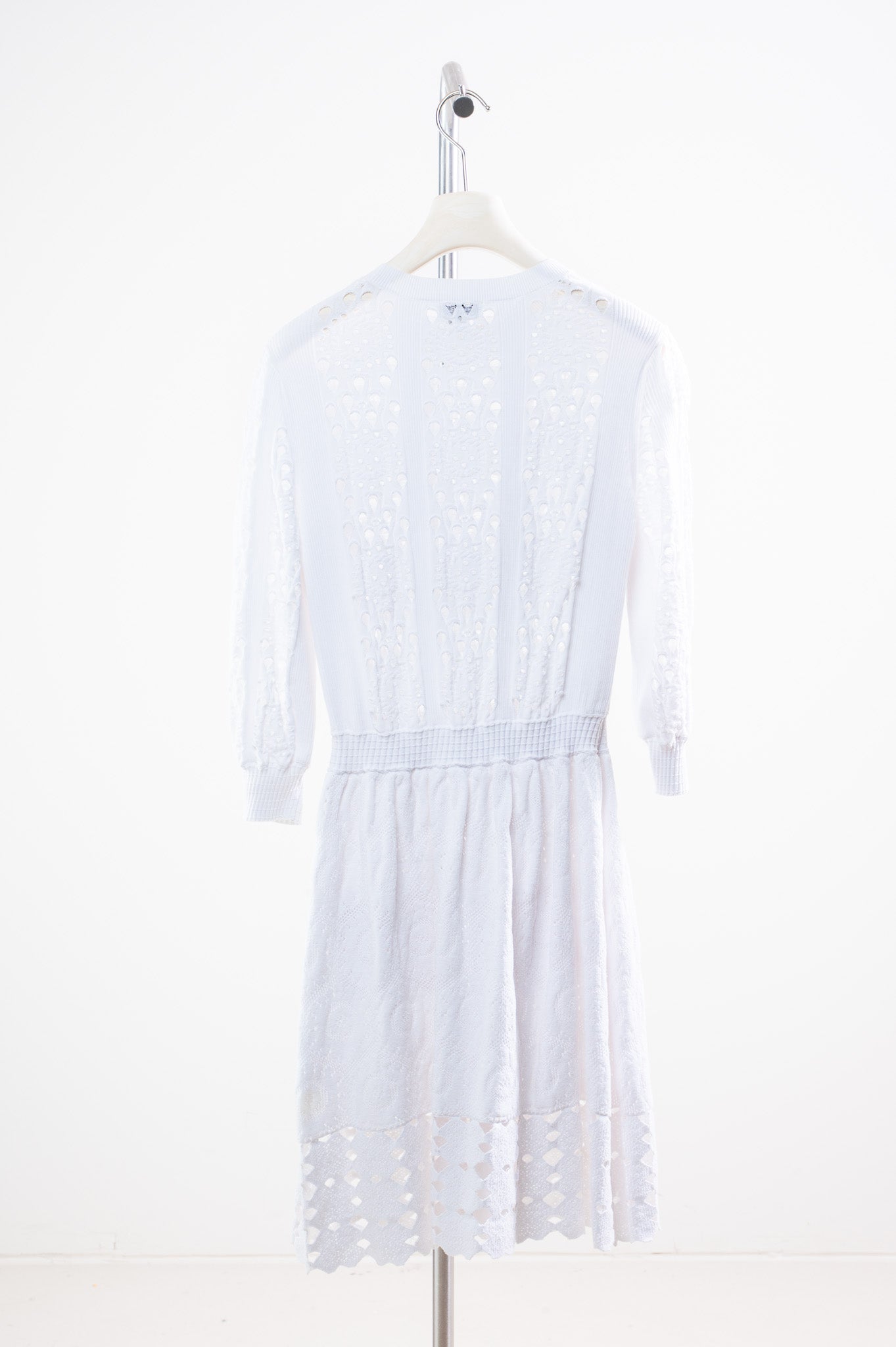 White Cut Out 7/8 Sleeve Mini Dress