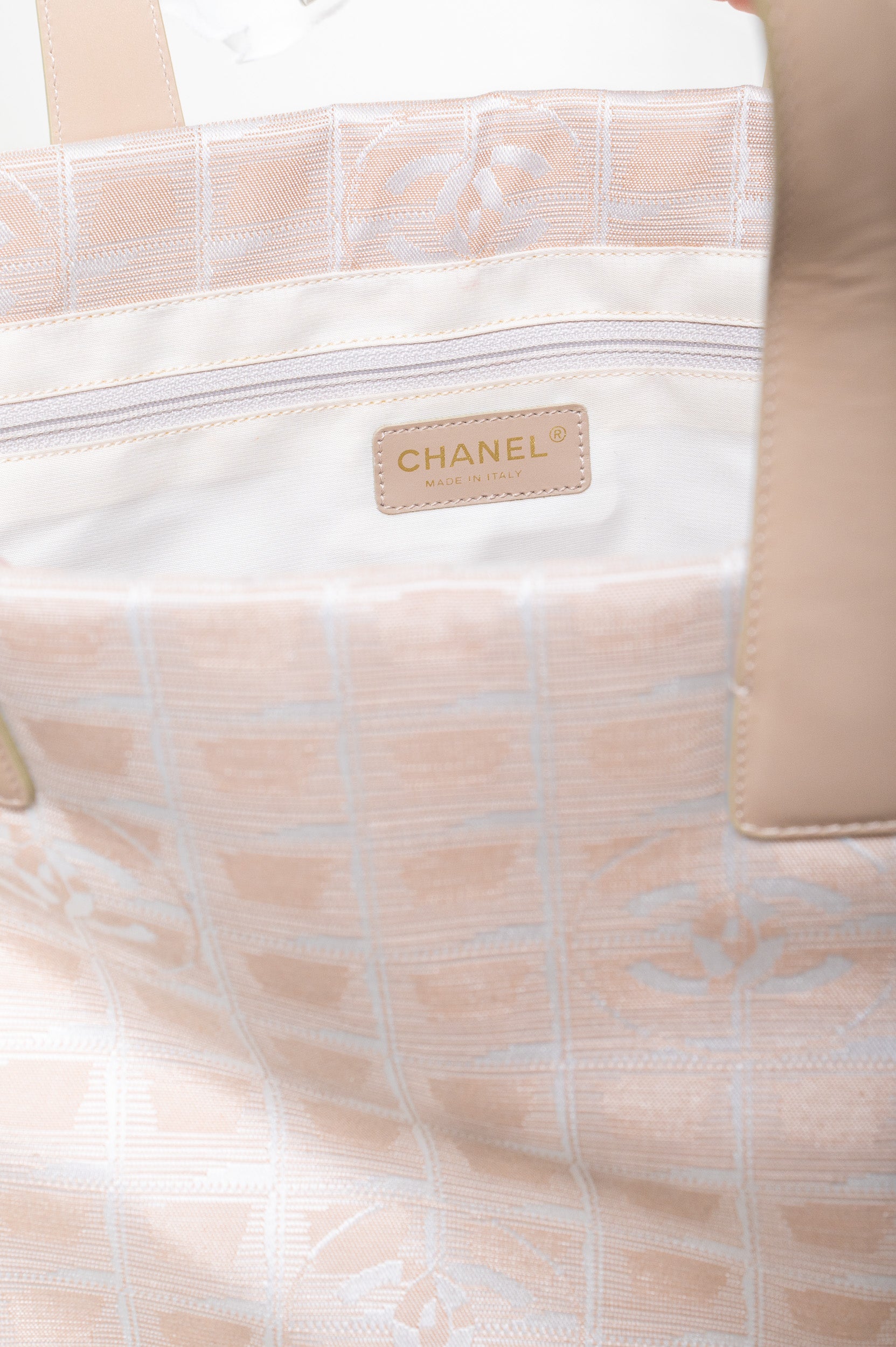 Additional interior view of Chanel Beige Travel Line Tote Bag
