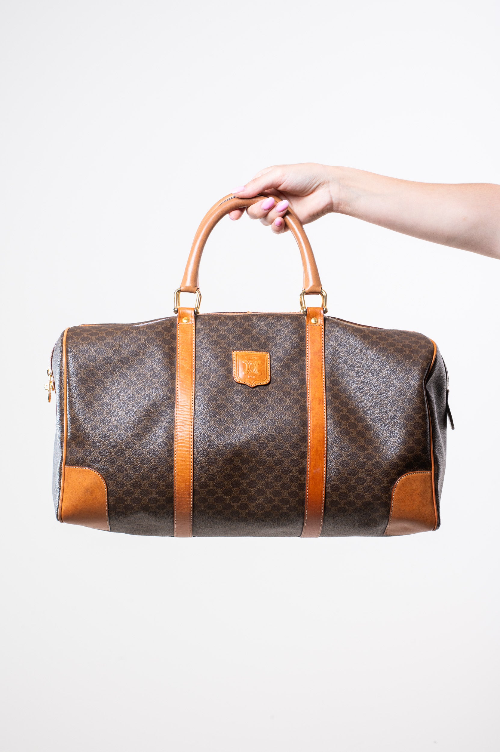 Front view of Celine Vintage Brown Medium Boston Bag