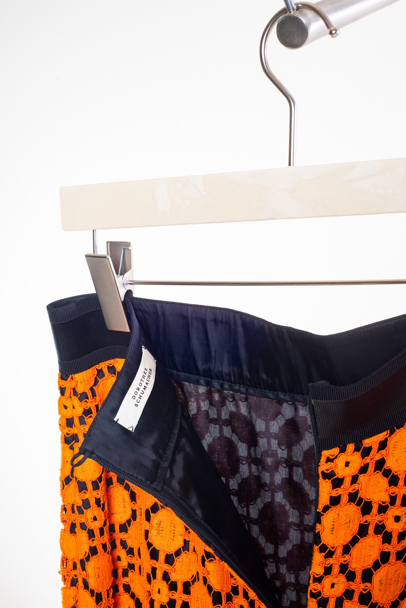 Orange Lace Pencil Skirt