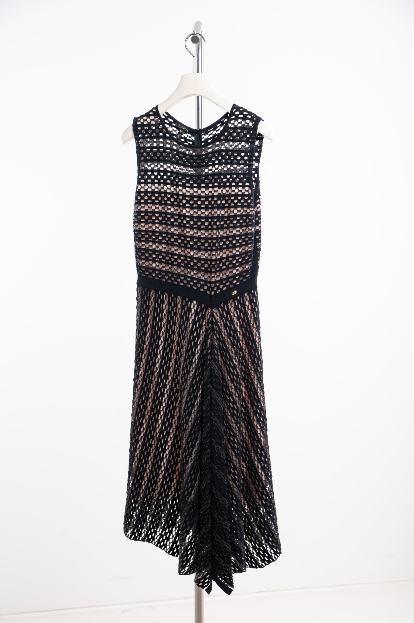 Black Short Sleeve Stretch Knit with Nude Slip Dress