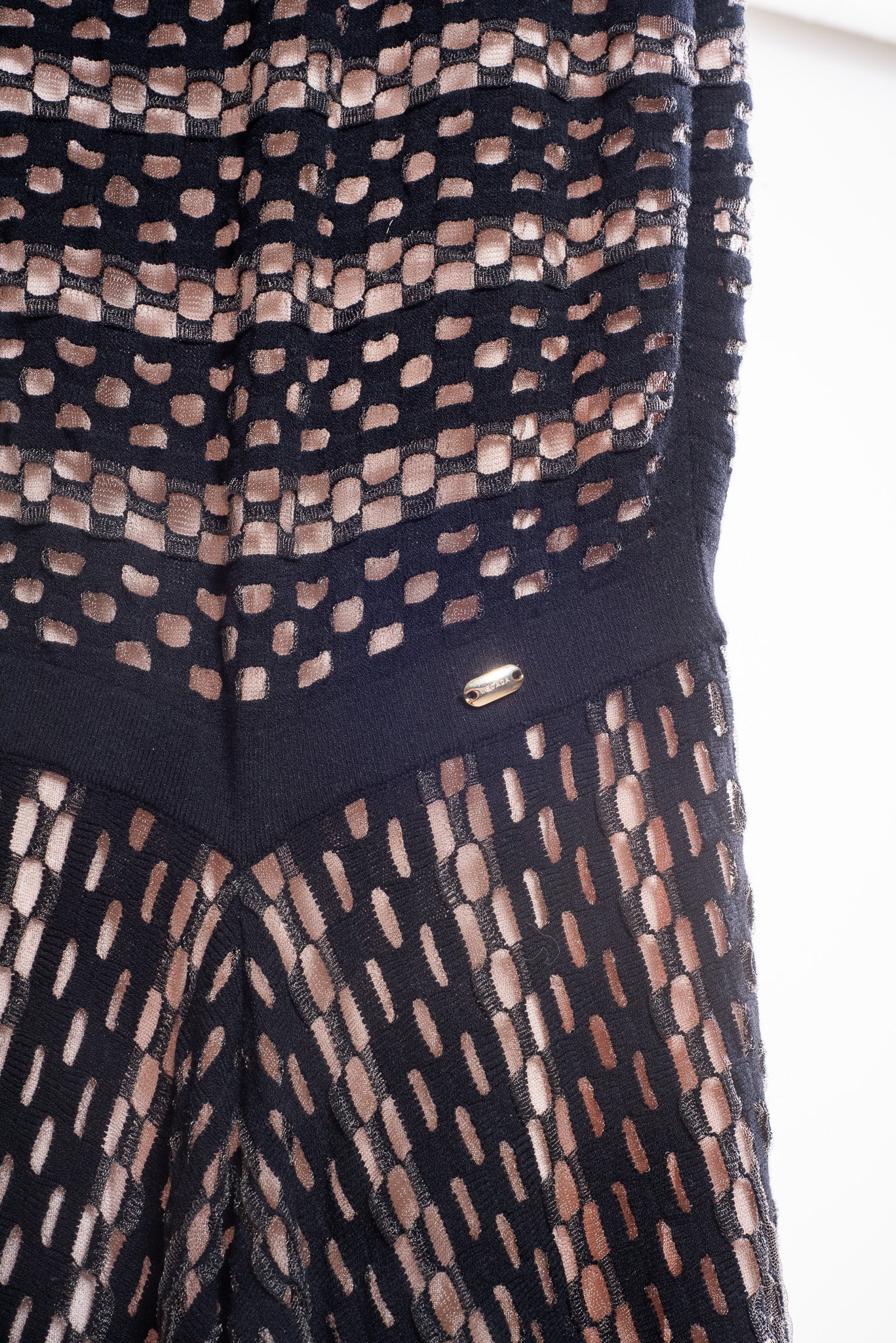 Black Short Sleeve Stretch Knit with Nude Slip Dress