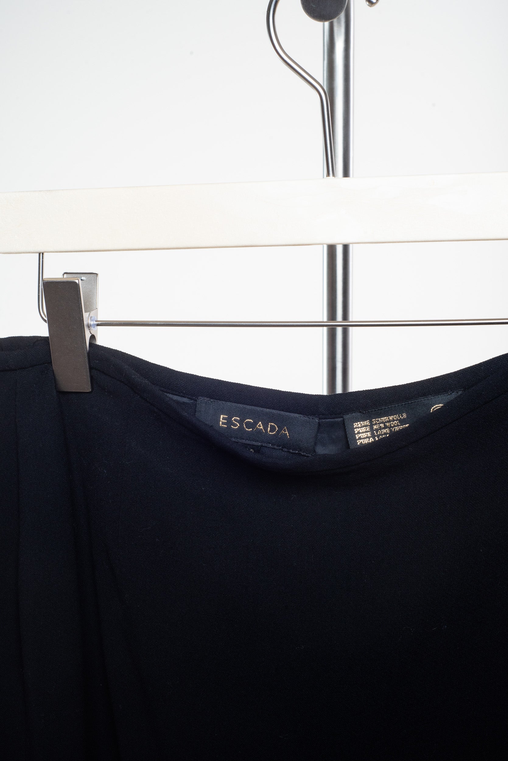 Black Wool Skirt with Lace Detailing