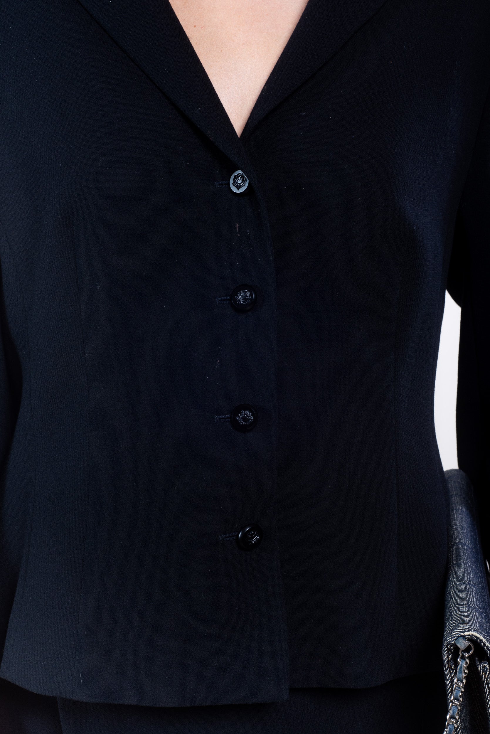 Black Wool Skirt with Lace Detailing