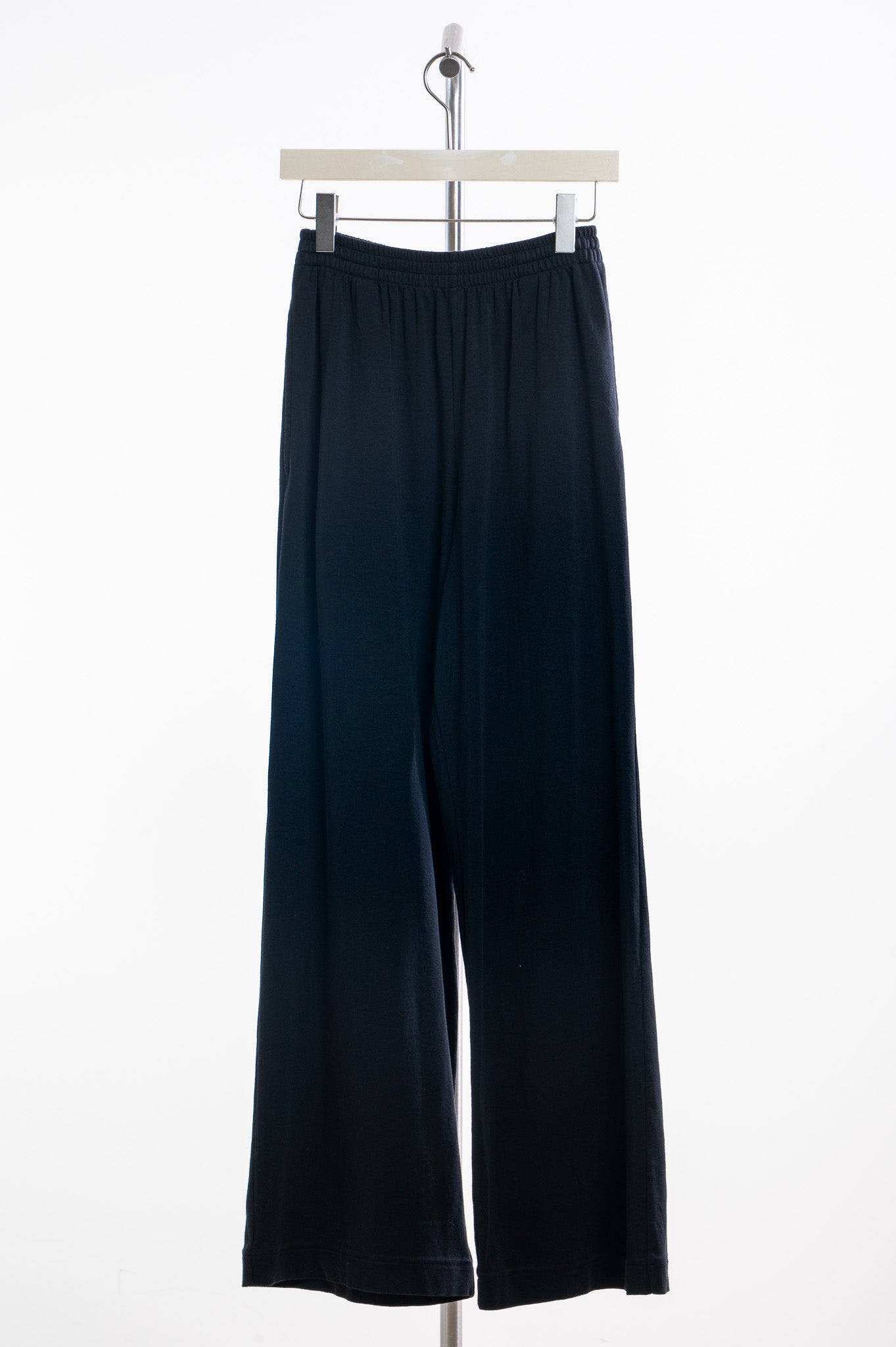 Black Pull On Pima Cotton Wide Leg Pant