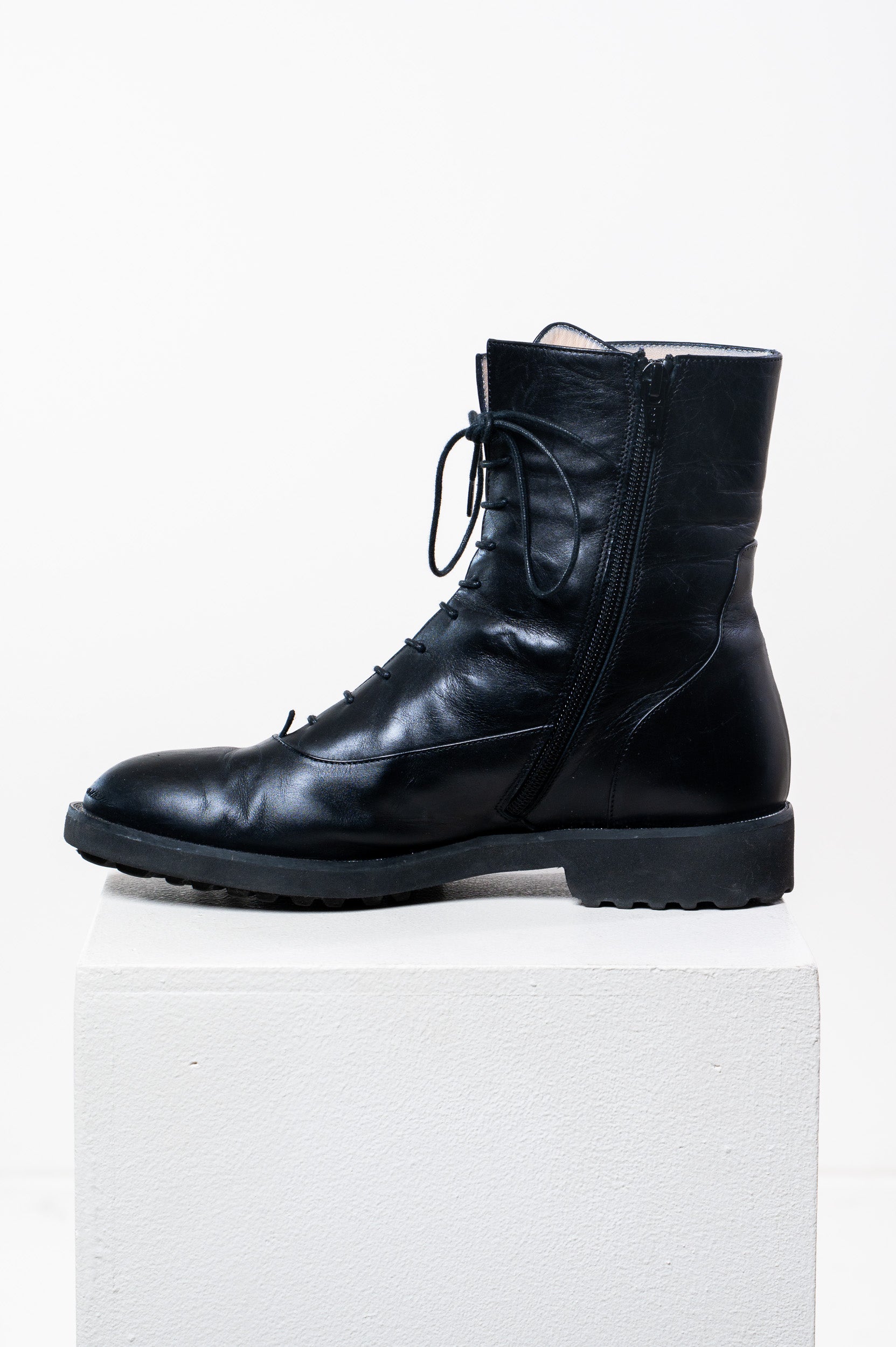 Black Zip-Up Combat Boots