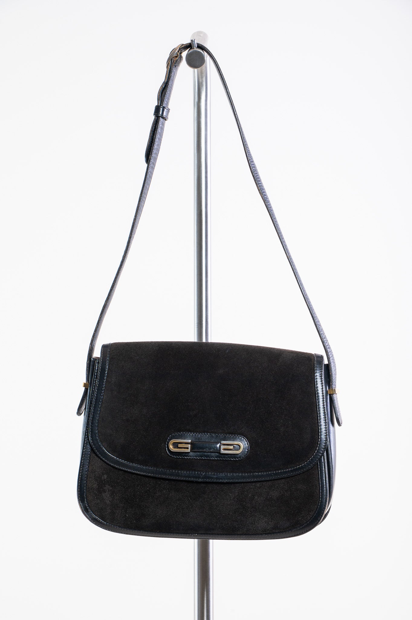 Vintage Chocolate Brown Suede Saddle Shoulder Bag