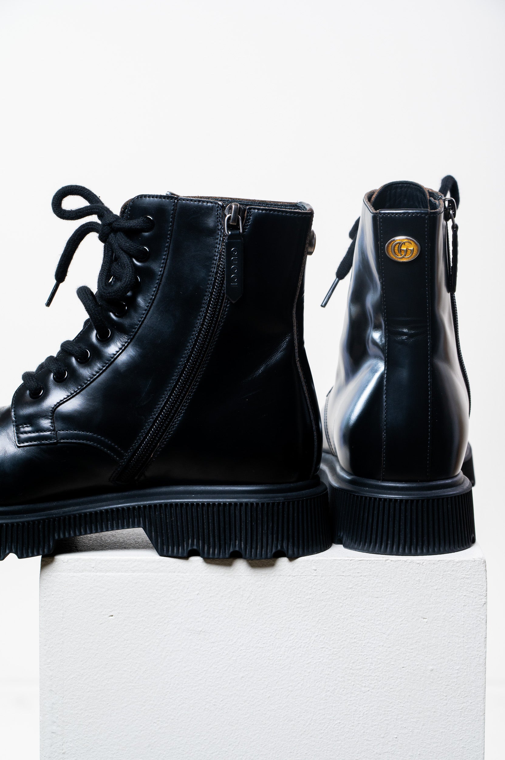 Black Cordovan Combat Boots