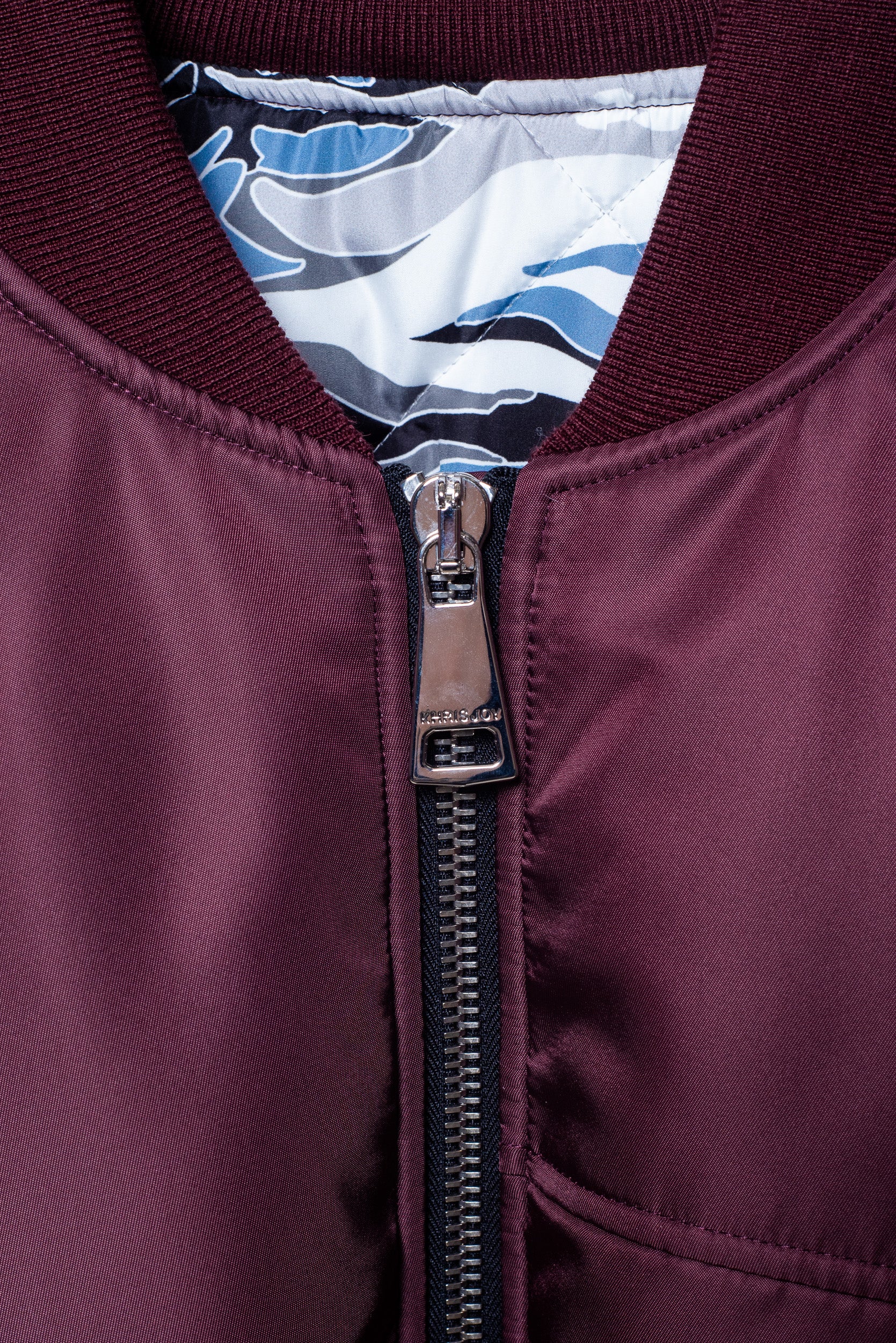 Burgundy Oversized Bomber Jacket w/ Pink Details