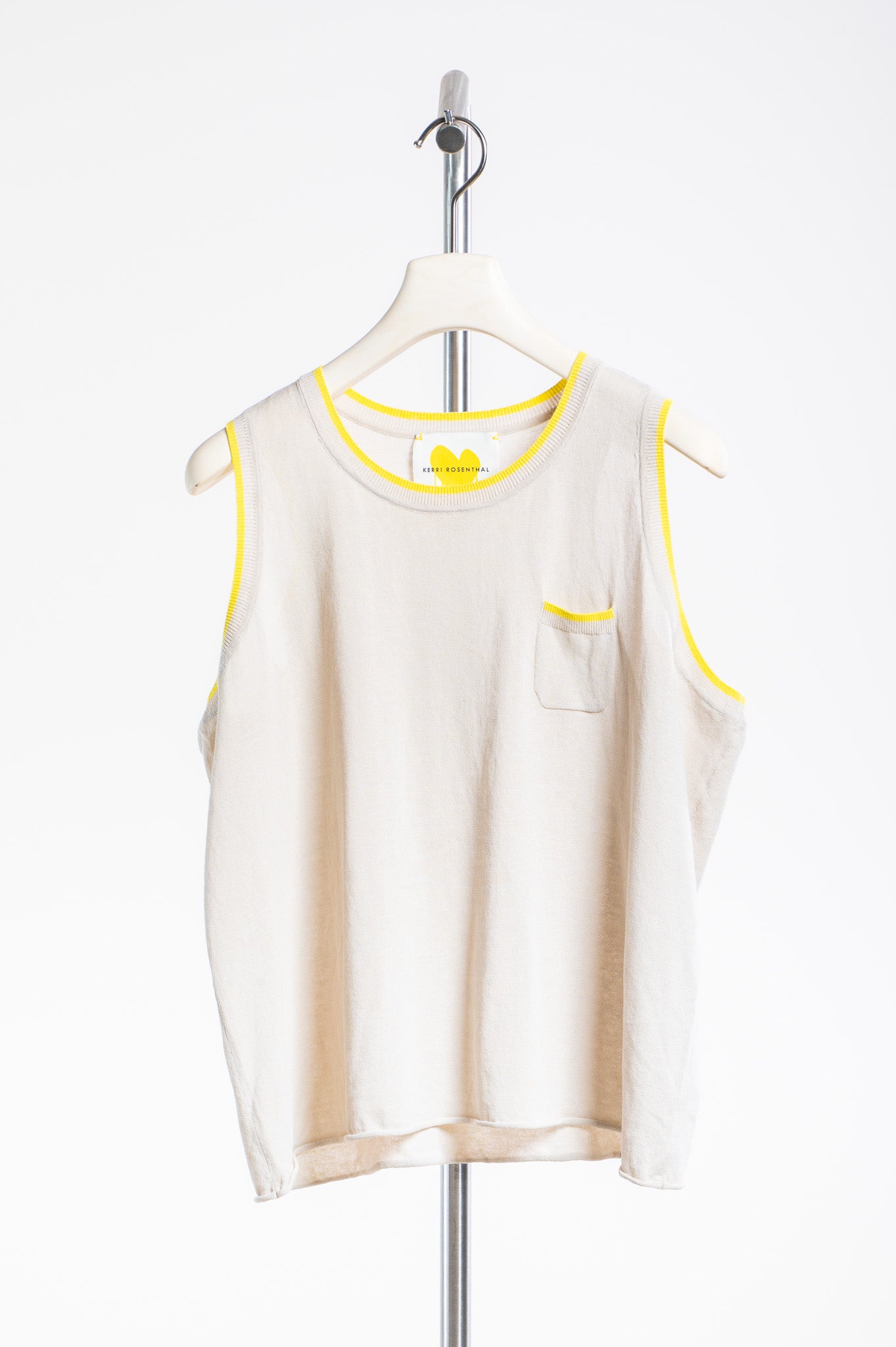 Beige Tank Top w/ Yellow Trim Details