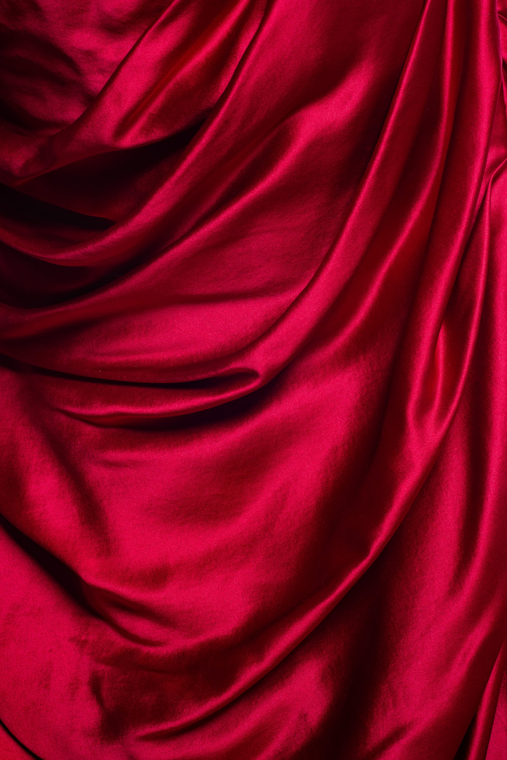 Red Silk Strapless Body Con Dress