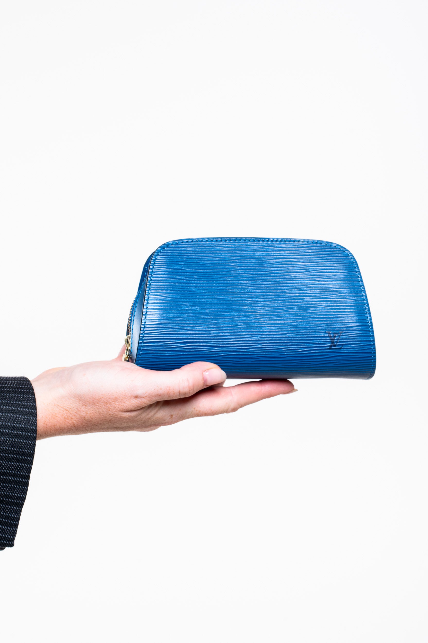 Blue Epi Leather Dauphine Pouch