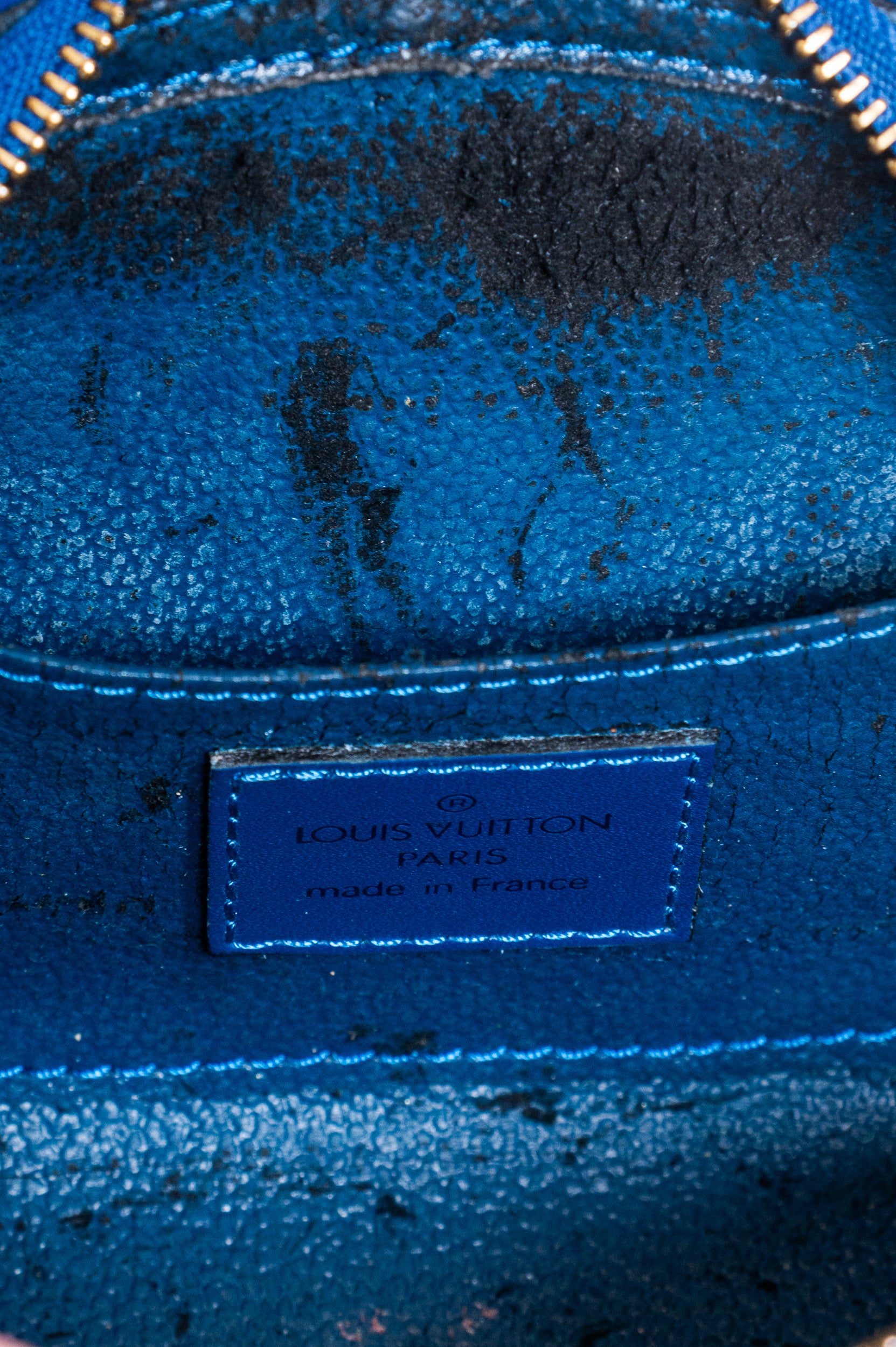 Blue Epi Leather Dauphine Pouch