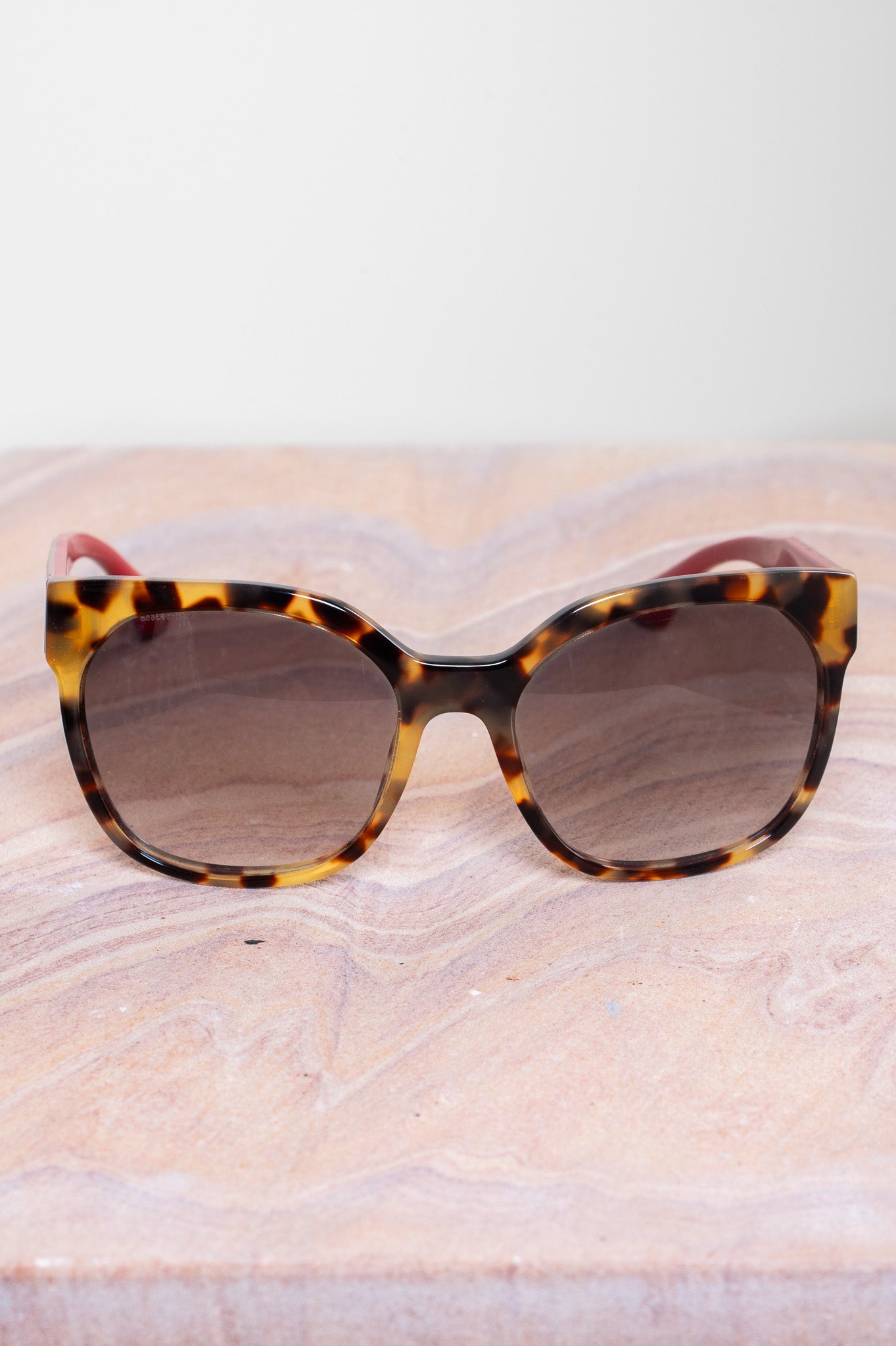 Beige Tortoise Red Arm Sunglasses