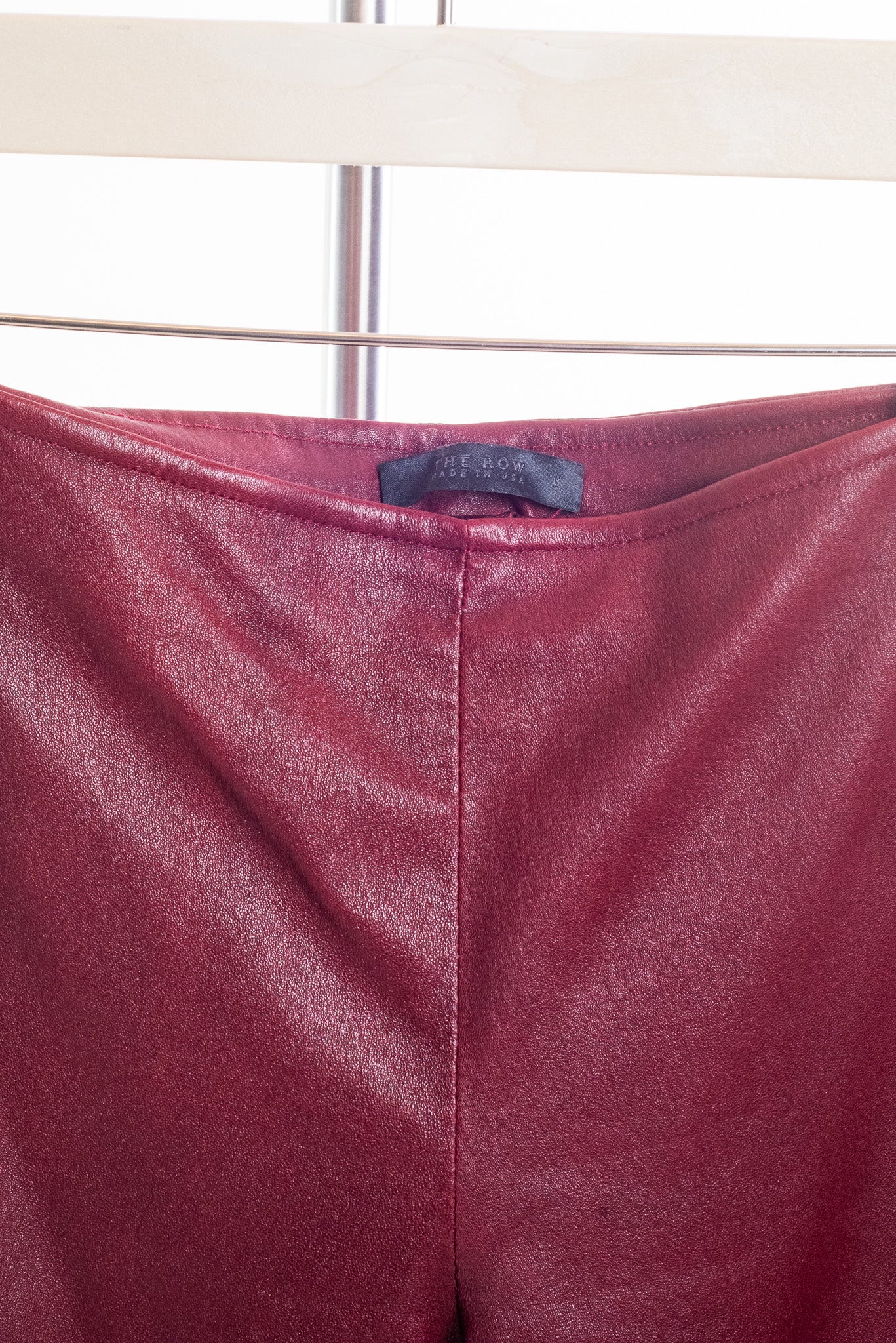 Burgundy Leather Leggings w/ Slits