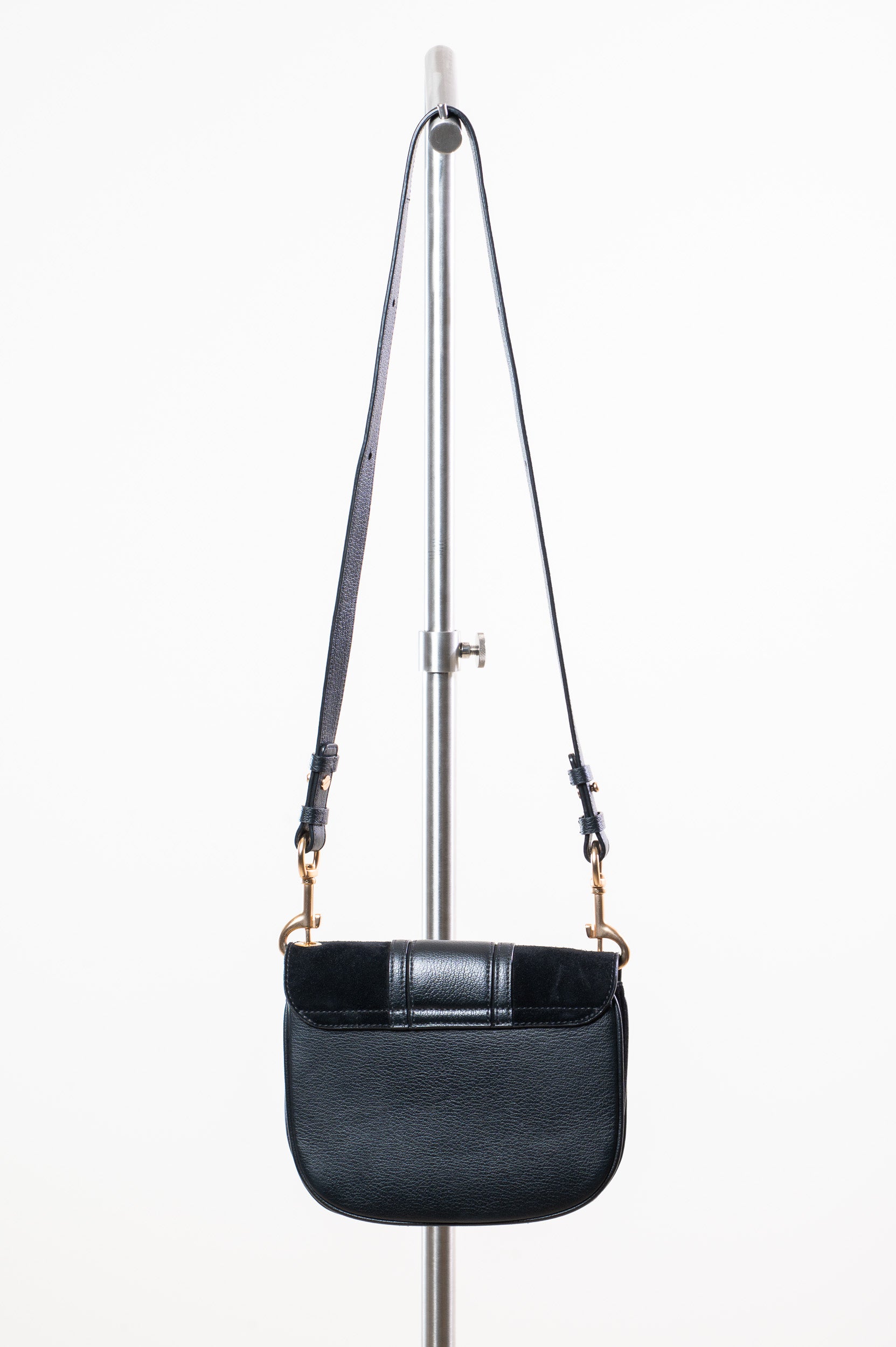 Back view of See By Chloe Black Hana Suede & Leather Shoulder Crossbody Bag