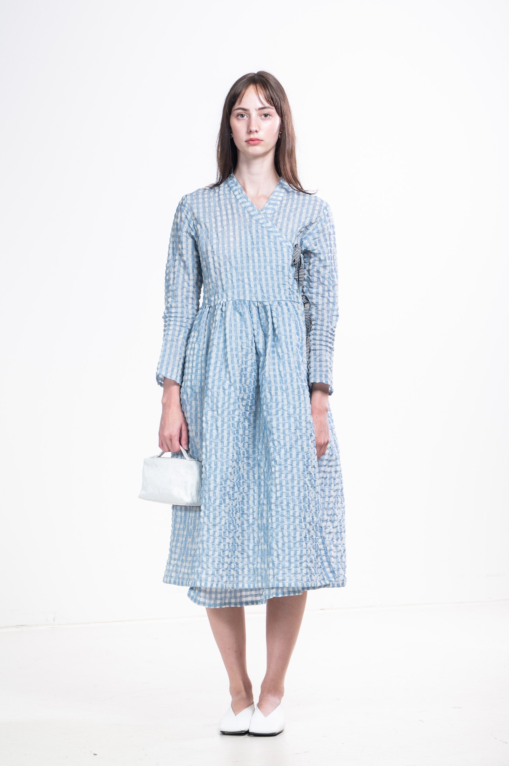 Blue and White Checkered Billowy Dress