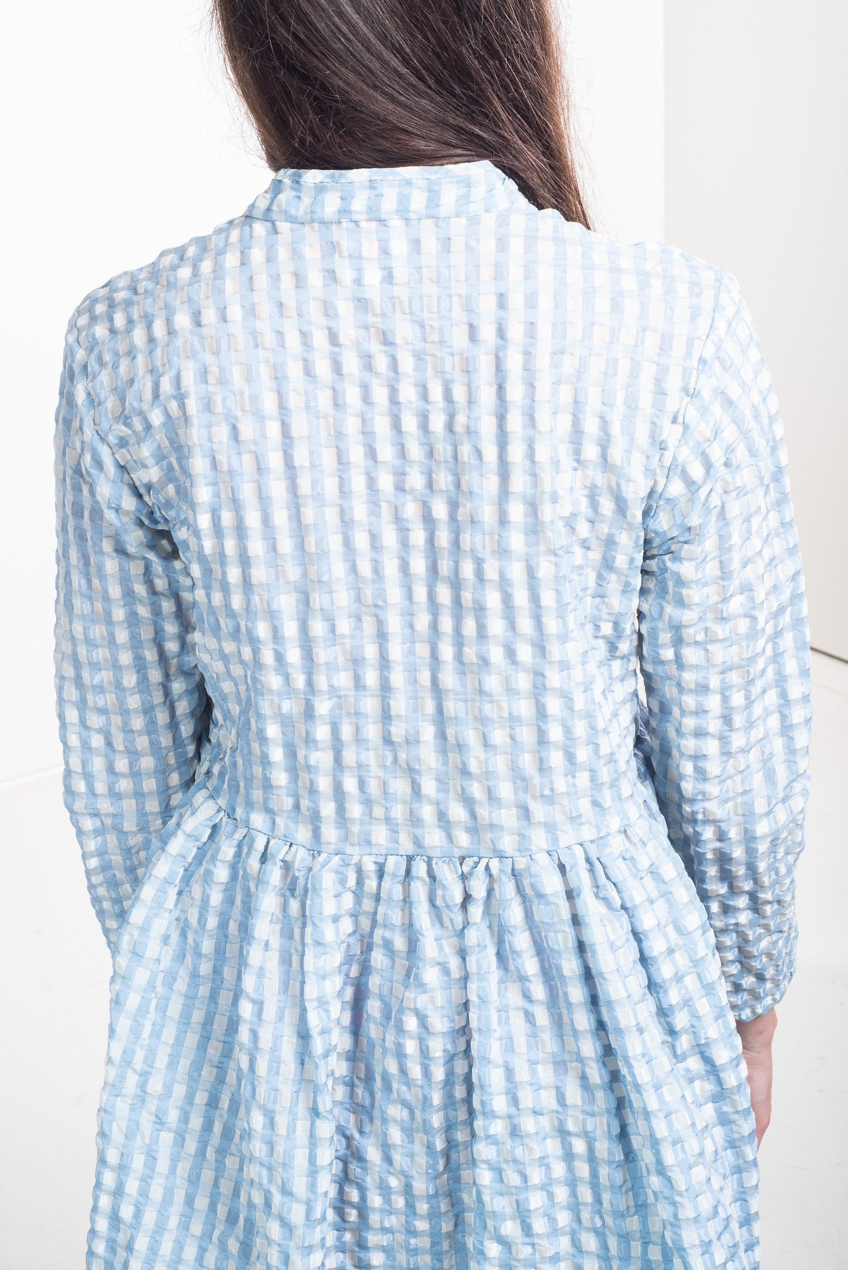 Blue and White Checkered Billowy Dress