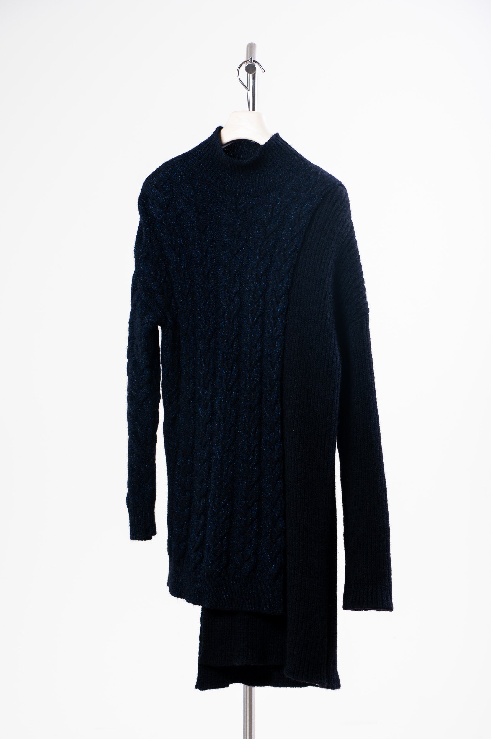 Black/Navy Wool Blend Turtleneck Sweater