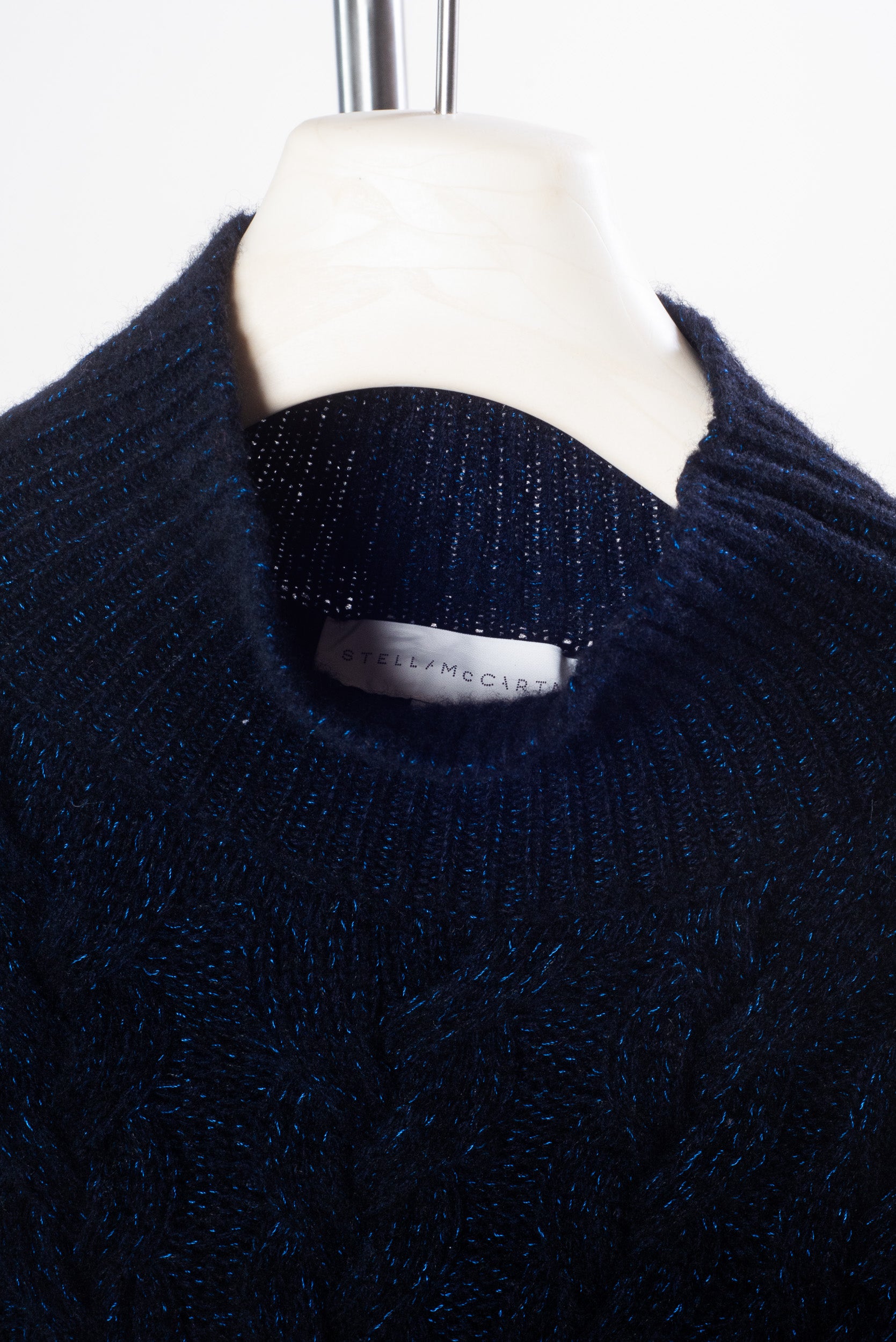 Black/Navy Wool Blend Turtleneck Sweater