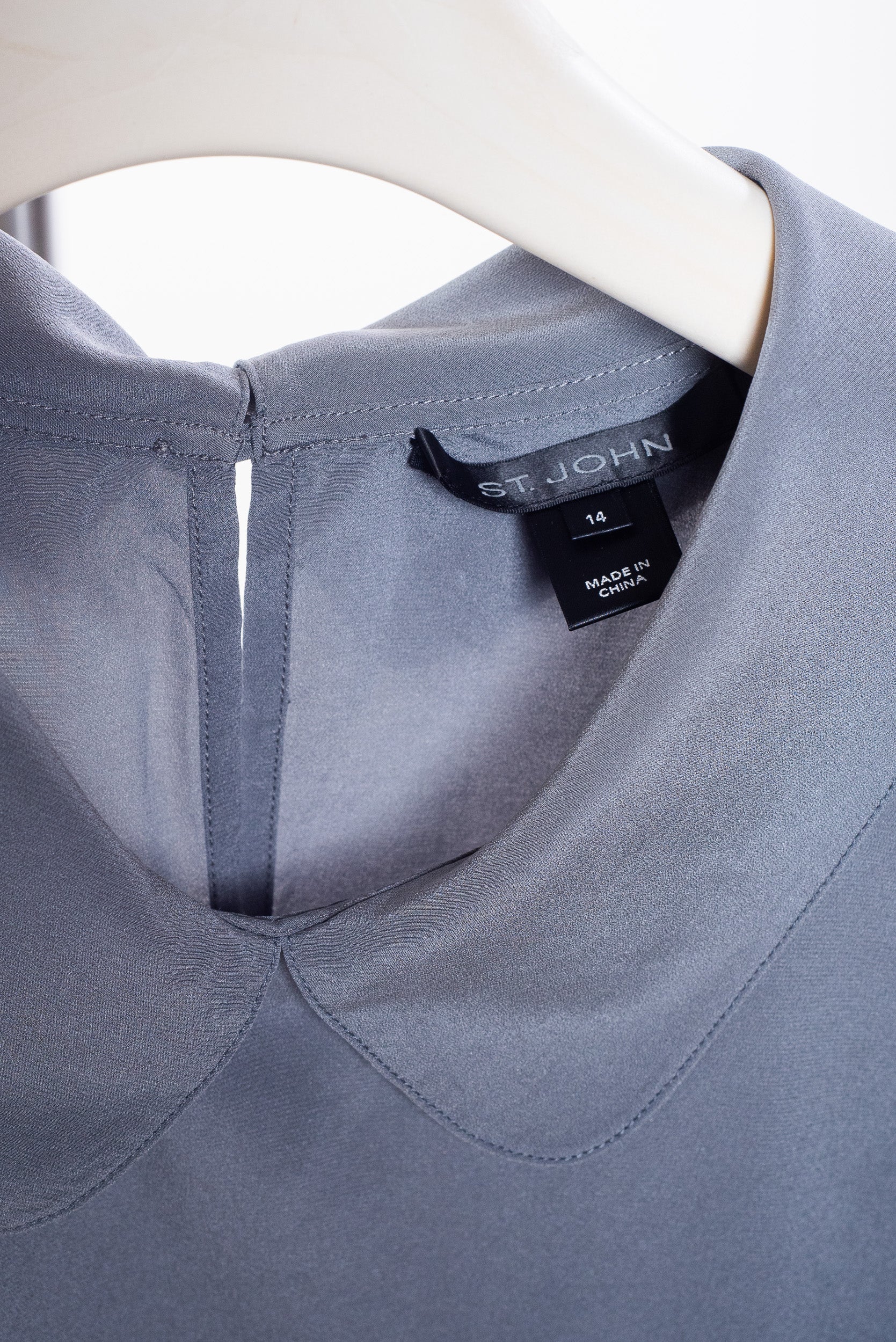 Grey Silk Collared Tank Top