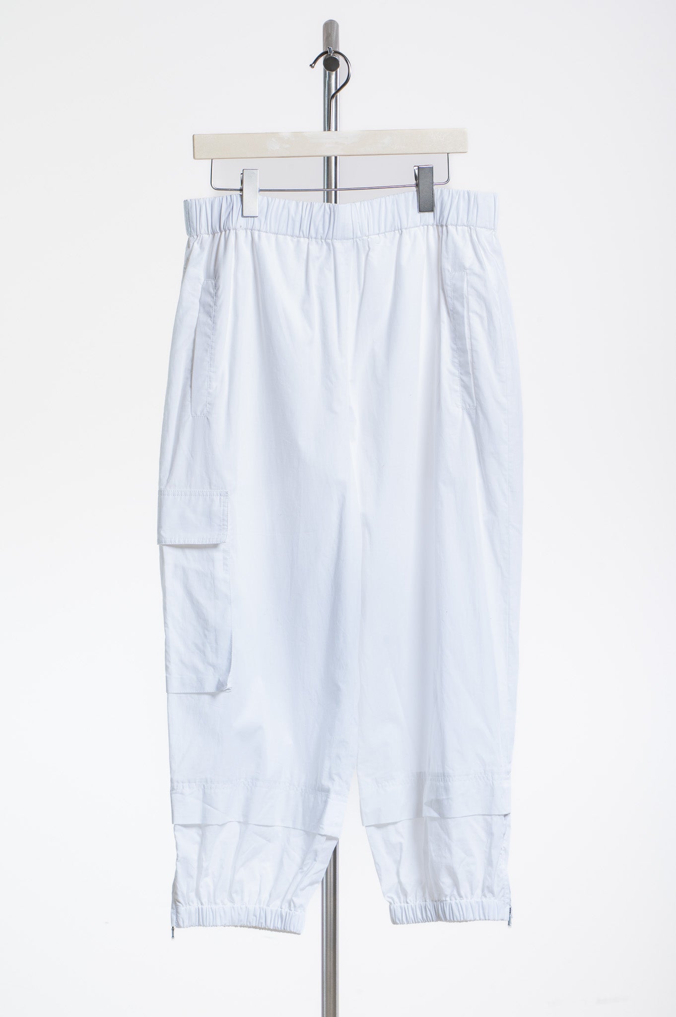 White Cotton Pull On Jogger Pant