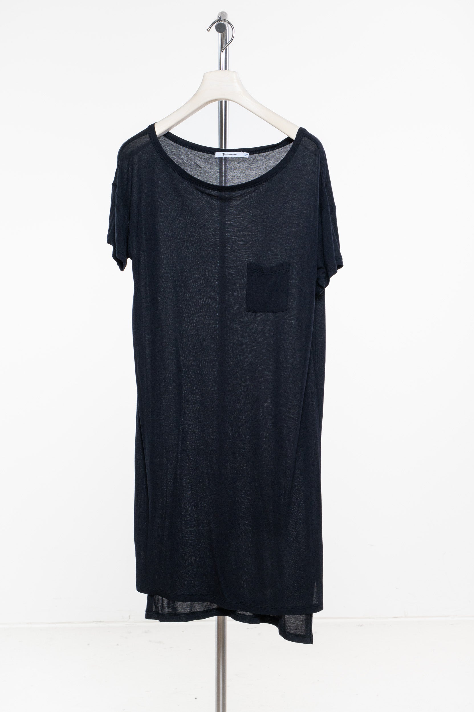 Black T-Shirt Dress with Front Pocket