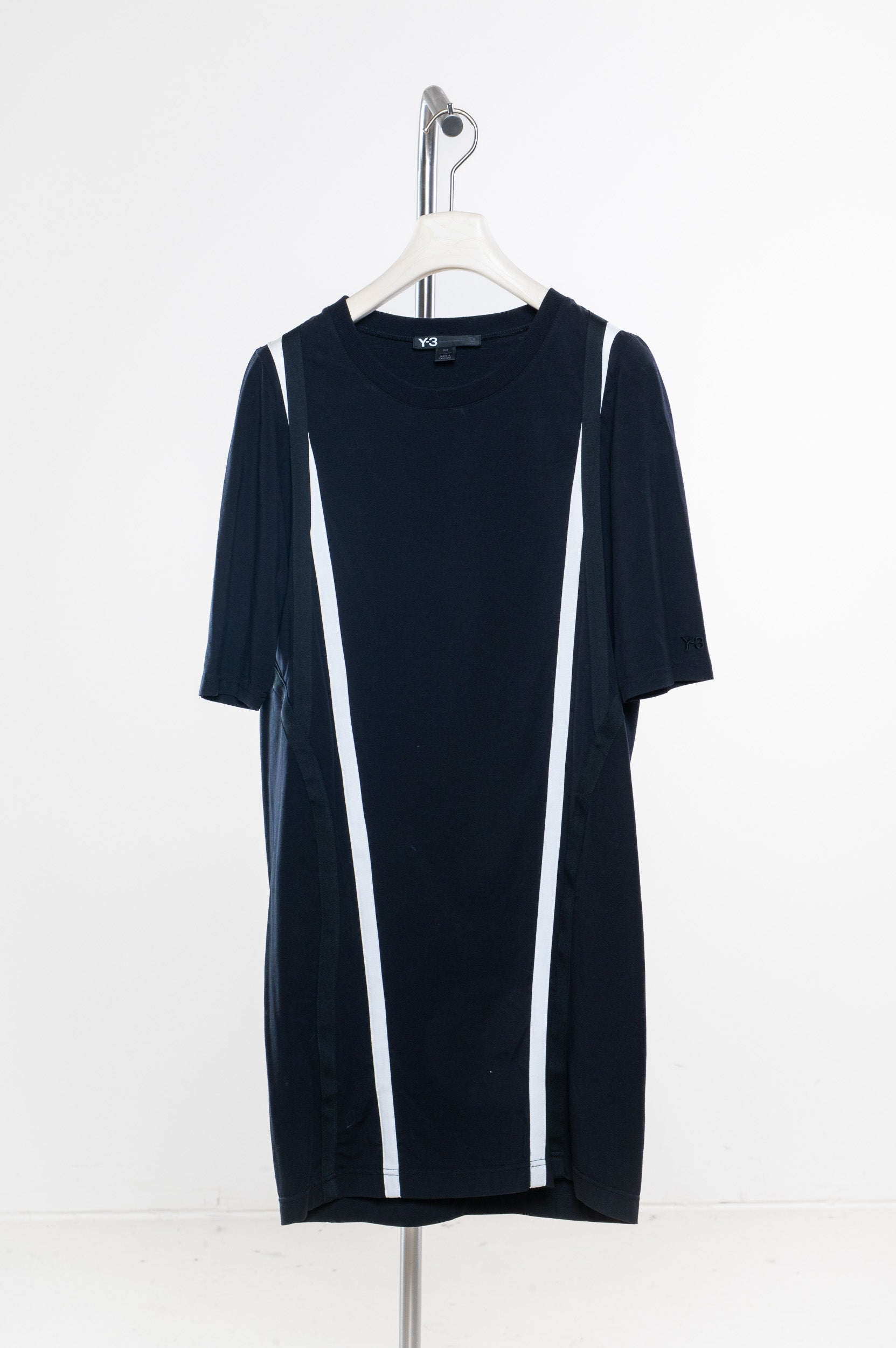 Black Dress T-Shirt Dress with White Stripes
