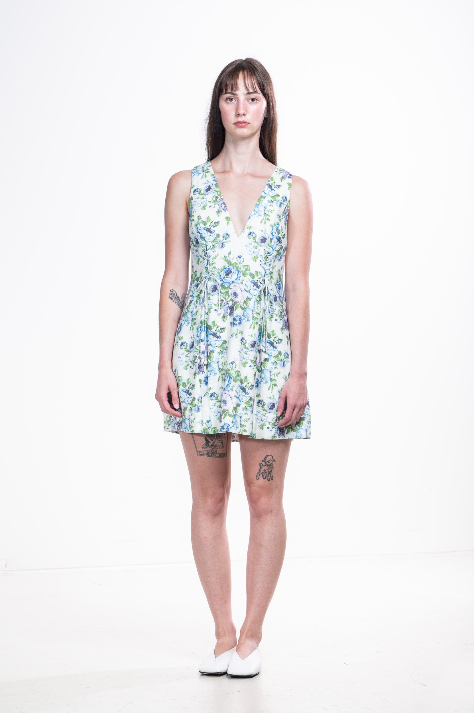 Floral Print V-Neck Mini Dress