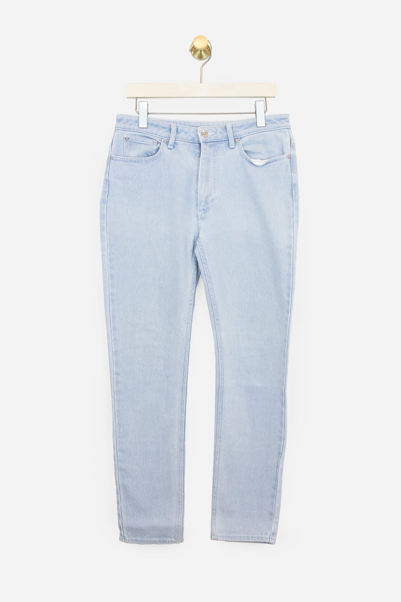 Light Wash Skinny Jeans with Logo Patch