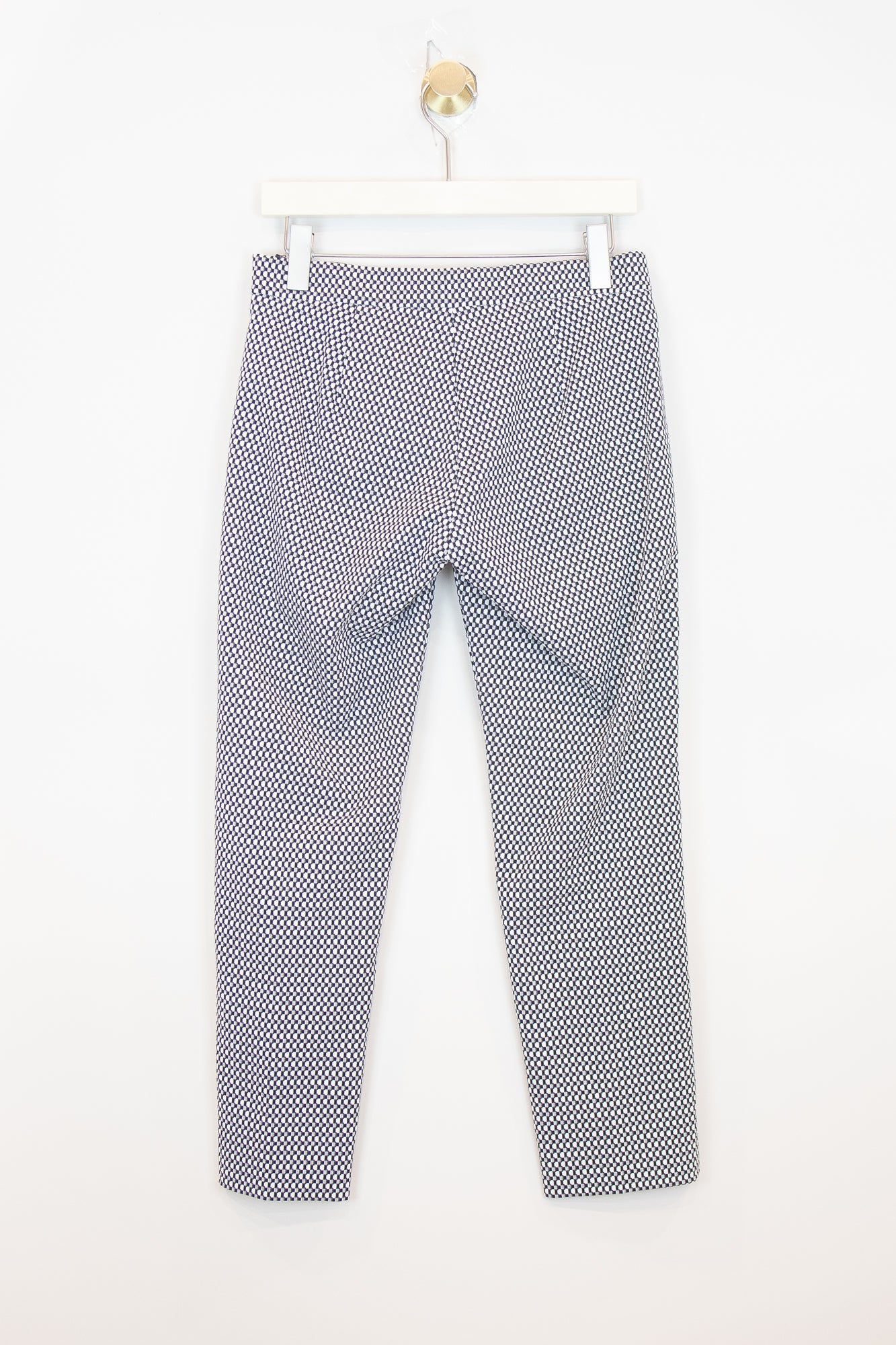 Black and White Cotton Checkered Pattern Pants