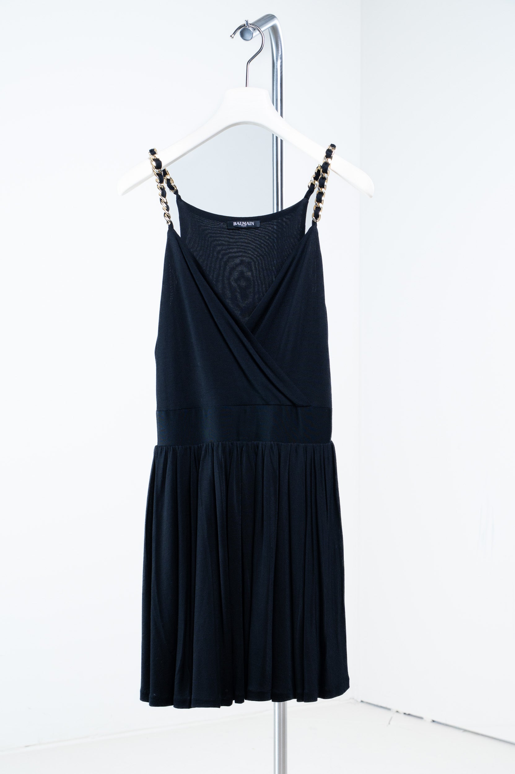 Chain Strap Deep V Mini Dress