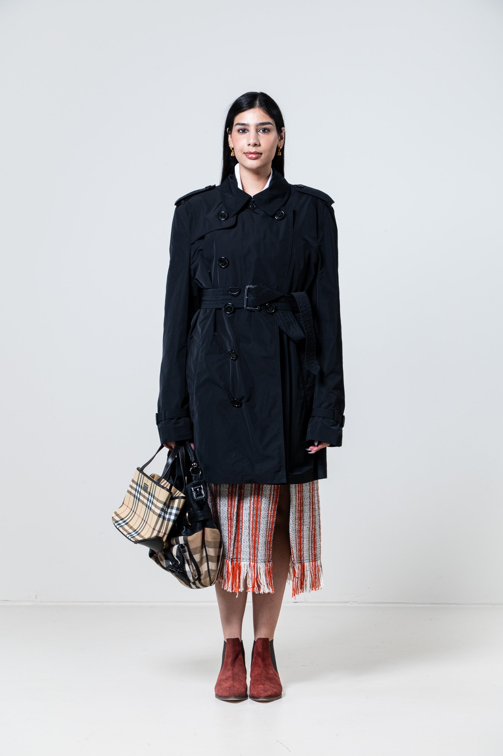 Black Nylon Rain Trench