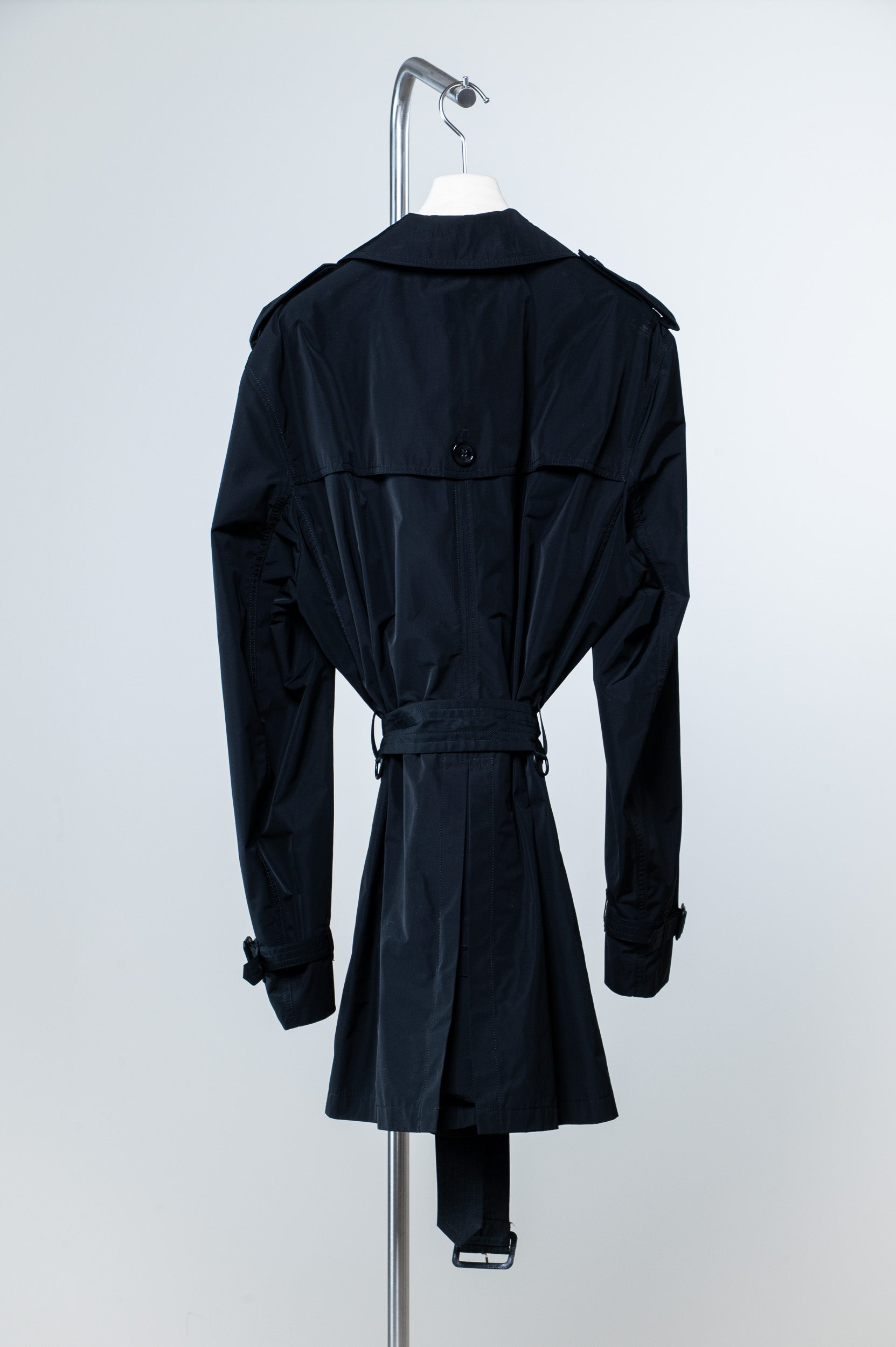 Black Nylon Rain Trench
