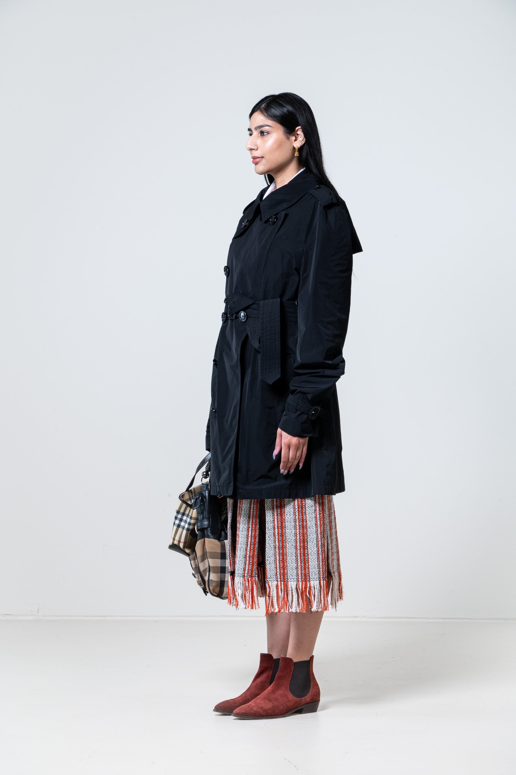 Black Nylon Rain Trench
