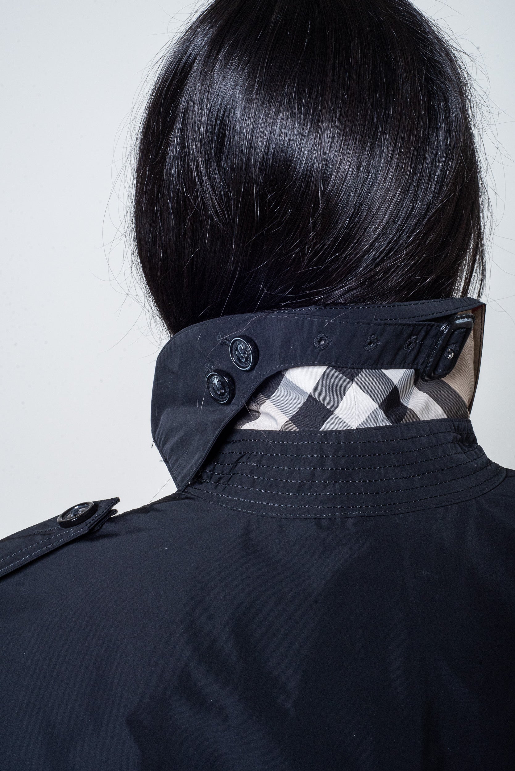 Black Nylon Rain Trench