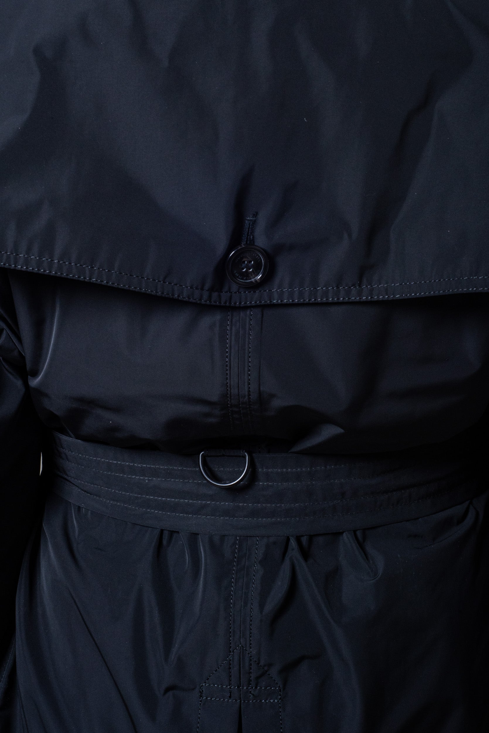 Black Nylon Rain Trench