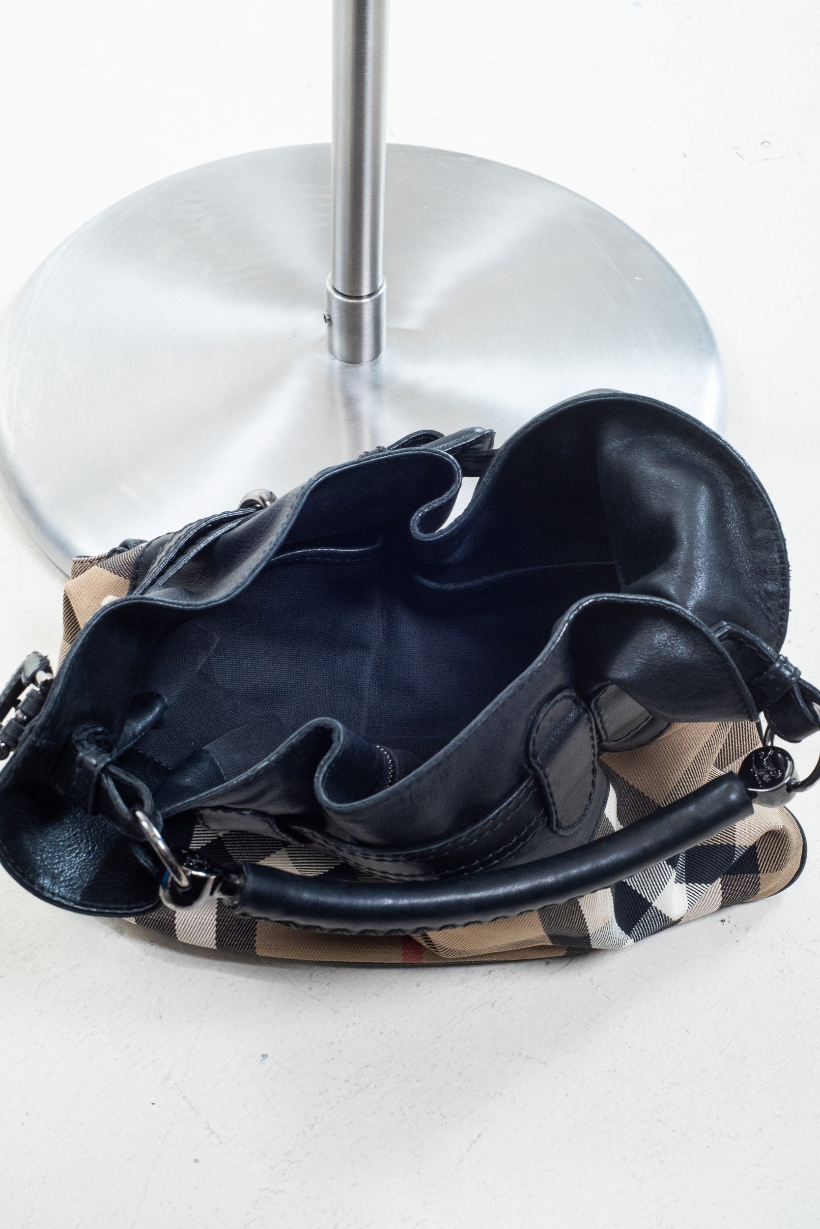 Interior view of Burberry cargo shoulder bag