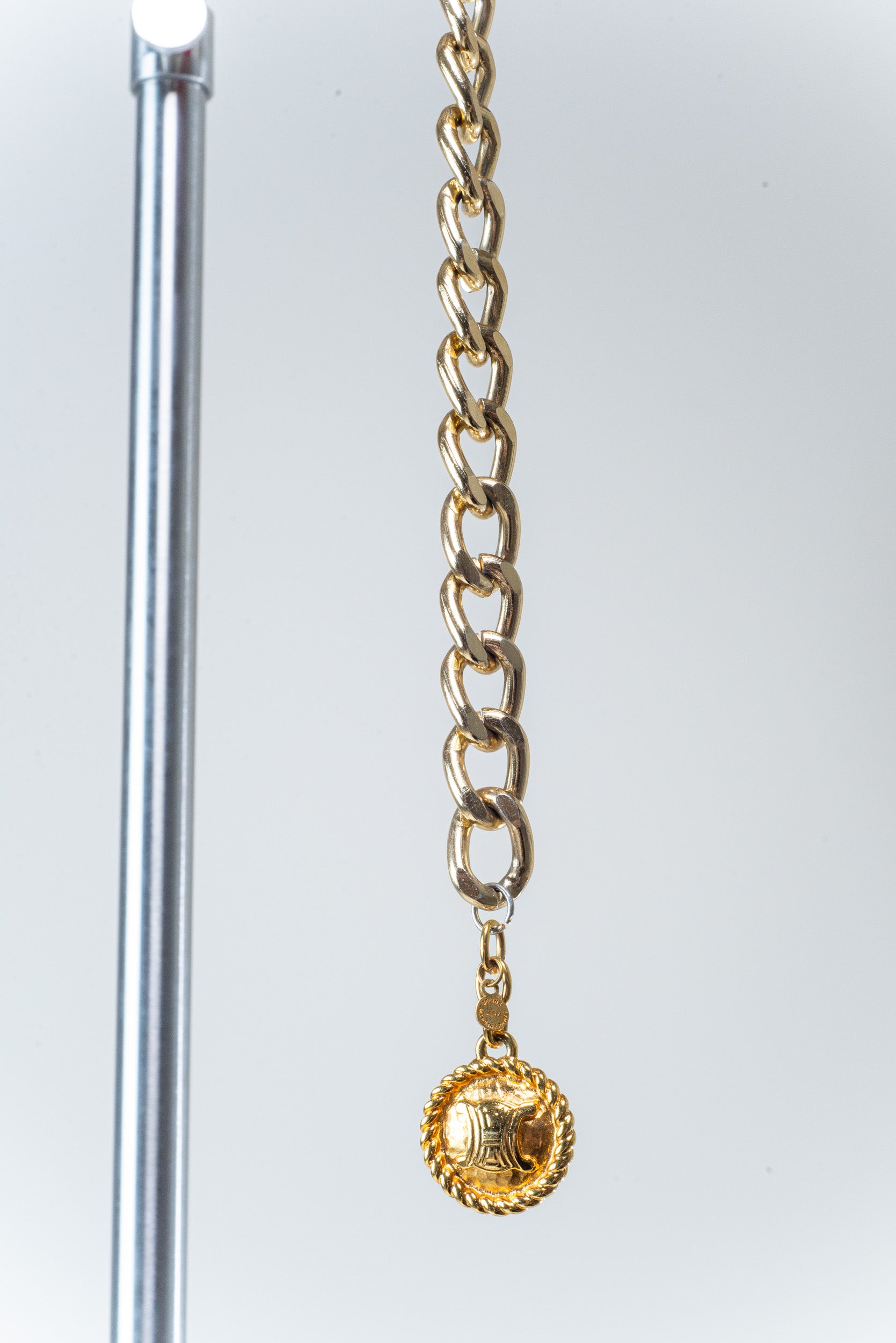 Gold Chain Link Red Leather Belt Purse