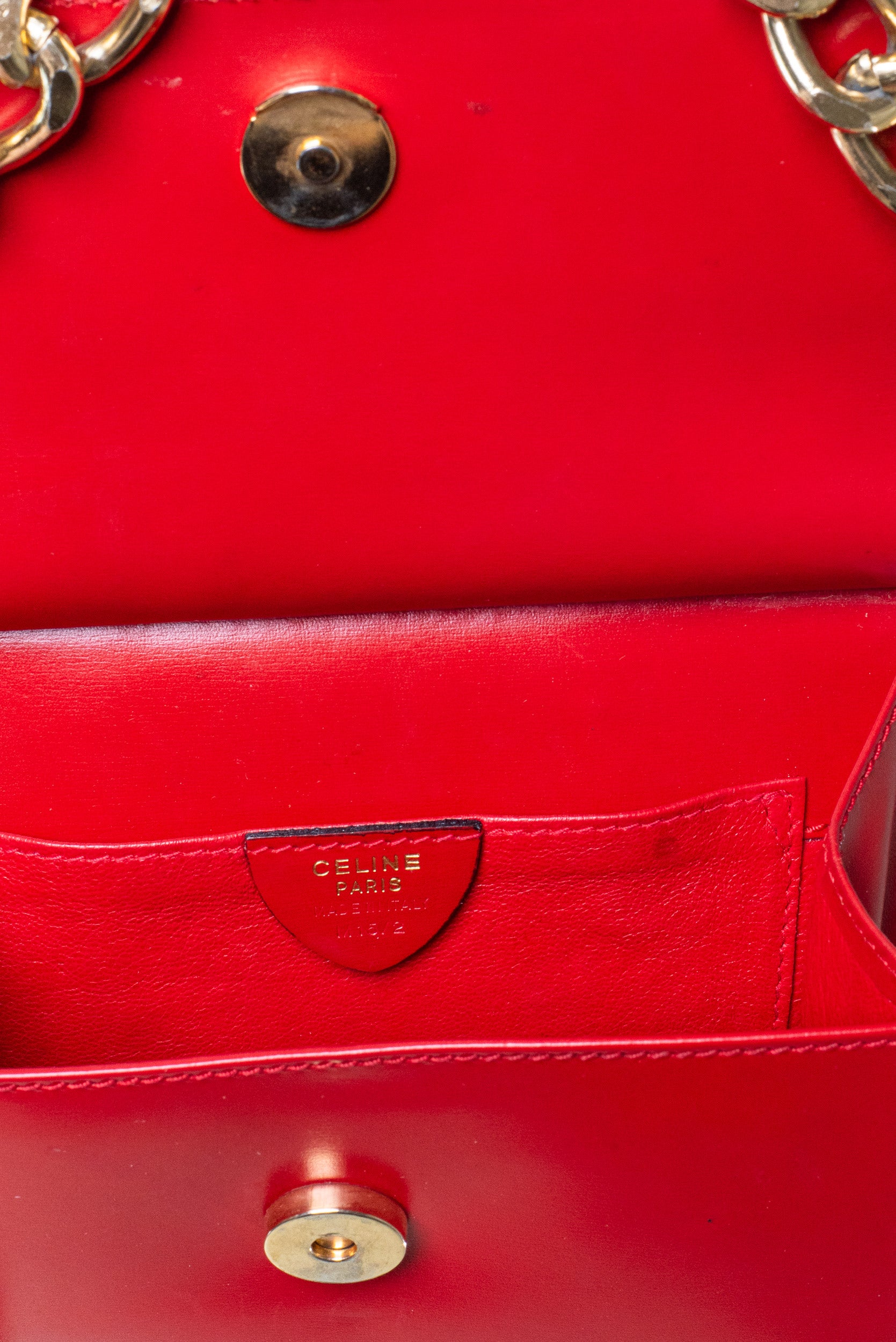 Gold Chain Link Red Leather Belt Purse