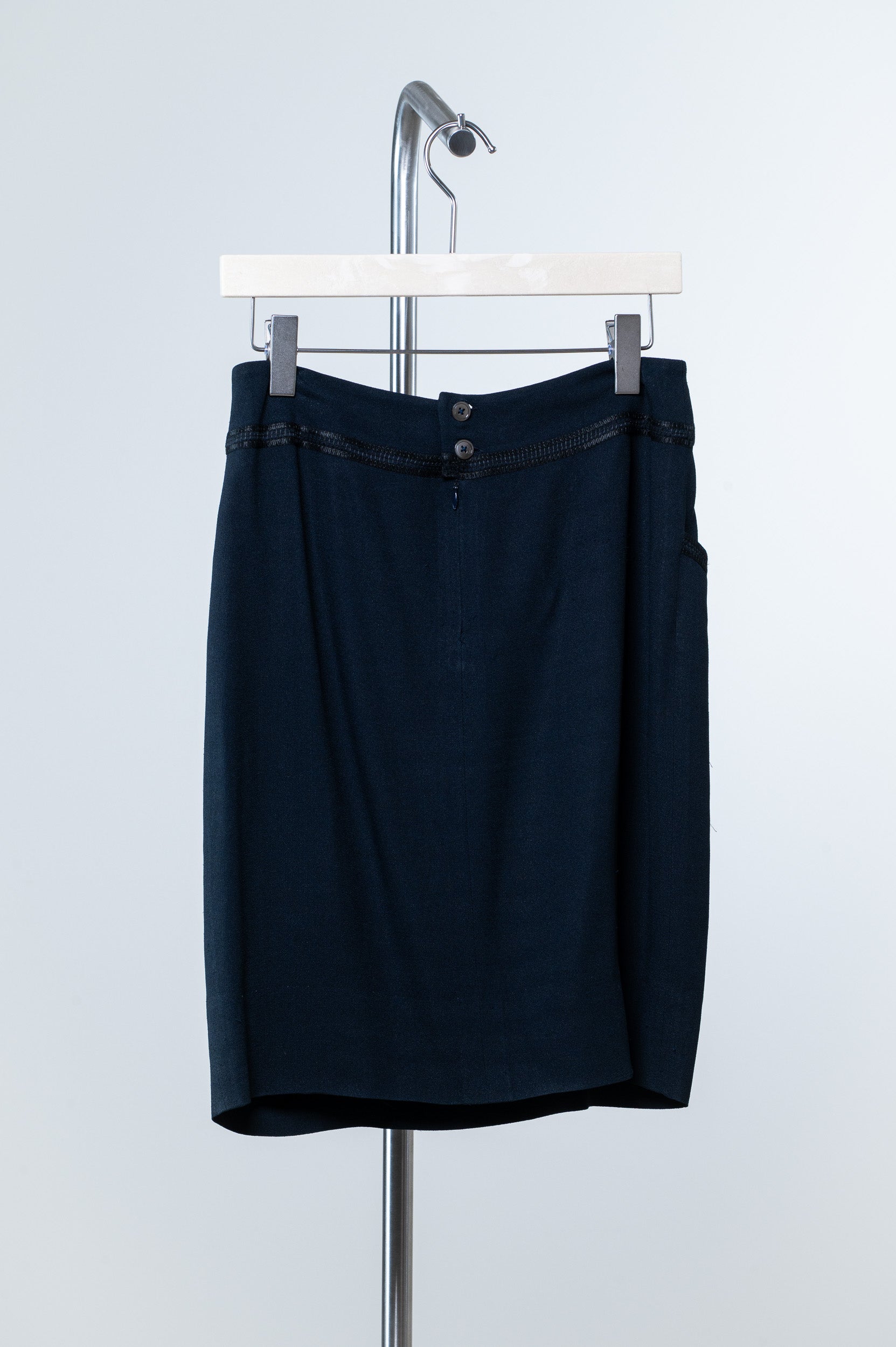 Black Embroidered Pocketed Midi Skirt