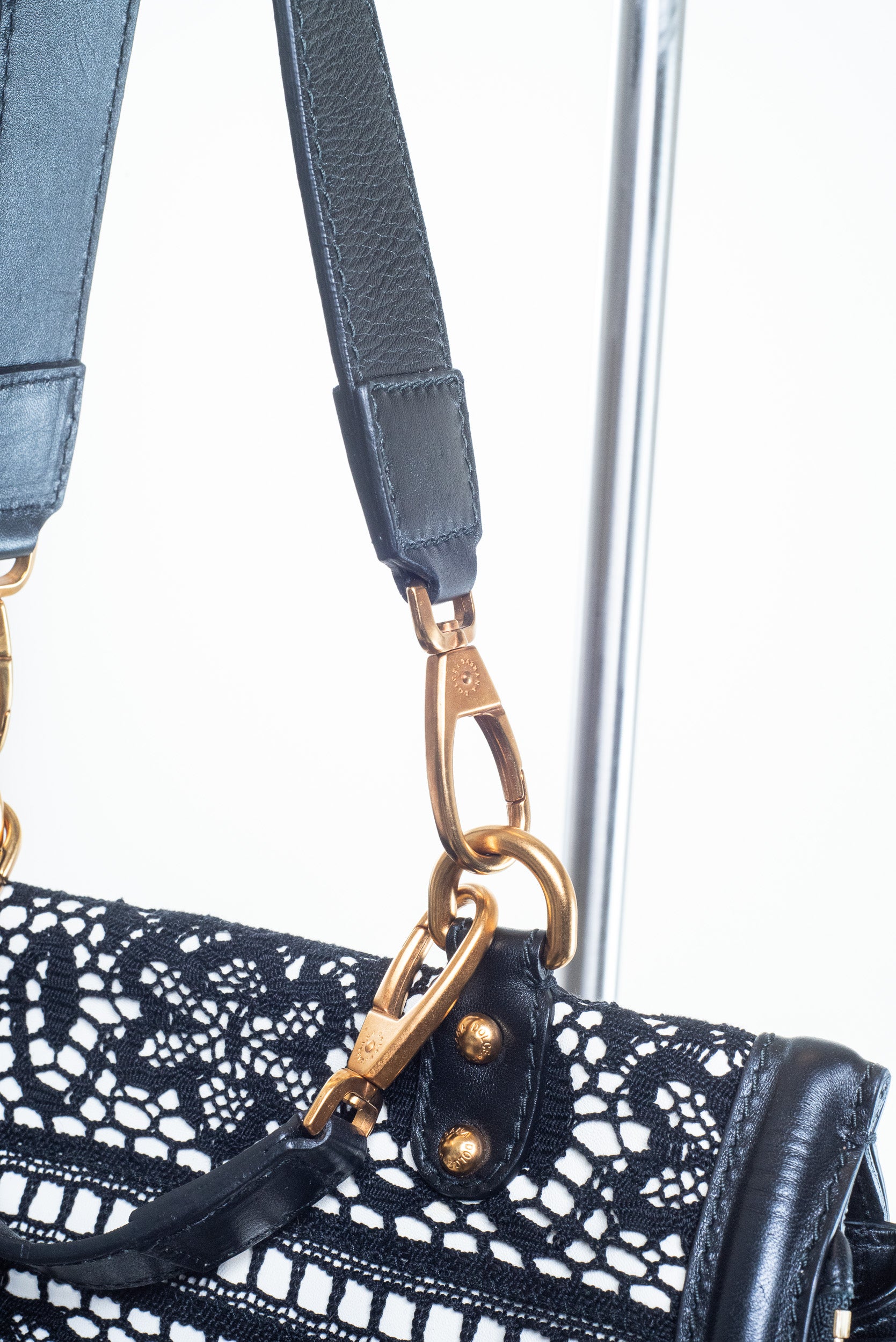 Close-up of strap connection on Dolce & Gabbana Miss Sicily Bag 