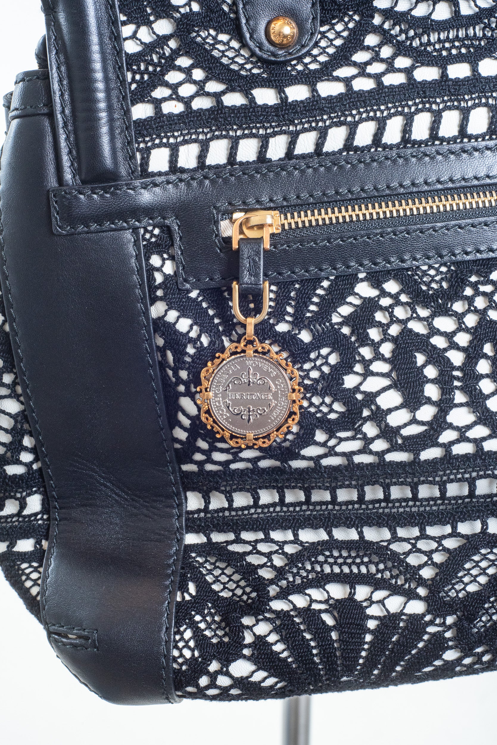 Additional close-up of gold/silver hardware detail on Dolce & Gabbana Miss Sicily Shoulder Bag